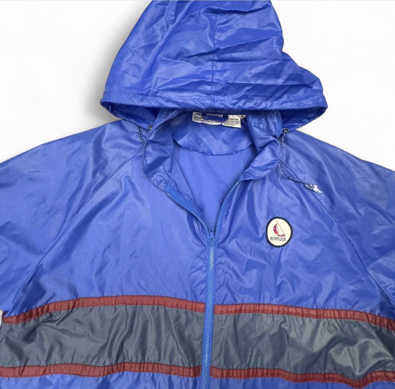 Other VTG 80s Newport Bermuda Hooded Nylon Windbreaker Colorblock Size US XL / EU 56 / 4 - 5 Thumbnail