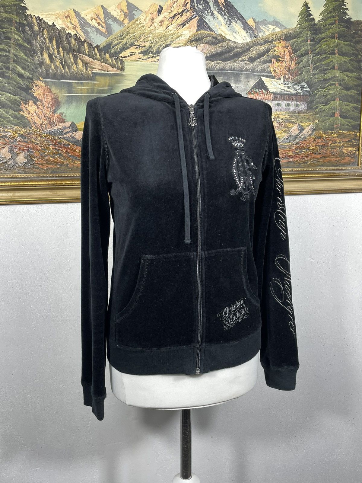 Christian Audigier × Ed Hardy × Vintage Black Vintage Retro Y2K 00s Christian Audigier Zip Up Hoodie Size M / US 6-8 / IT 42-44 - 4 Thumbnail