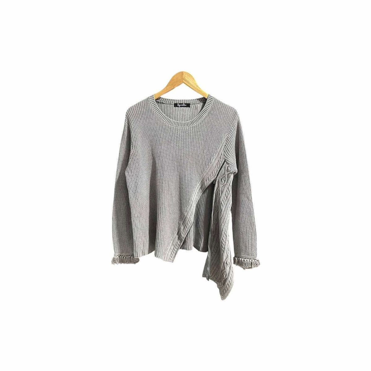If Six Was Nine × Japanese Brand × Tornado Mart 🔥Sick Y2K Roger & Raw Cable Knit Asymmetric Sweater Zipper Size US M / EU 48-50 / 2 - 2 Thumbnail