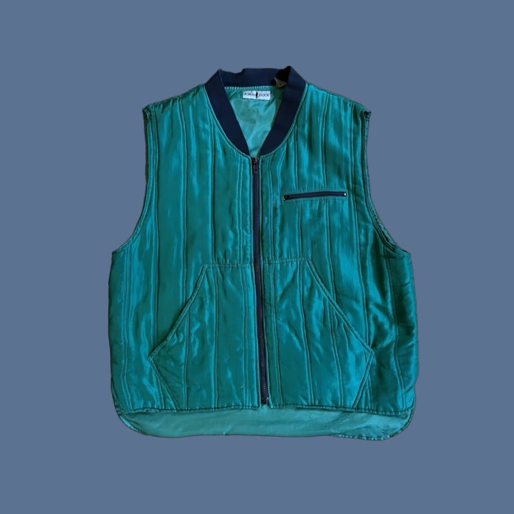 Vintage VINTAGE Robert Stock Silk Puffer Vest Men’s Large Green 80s 90s Size US L / EU 52-54 / 3 - 1 Thumbnail