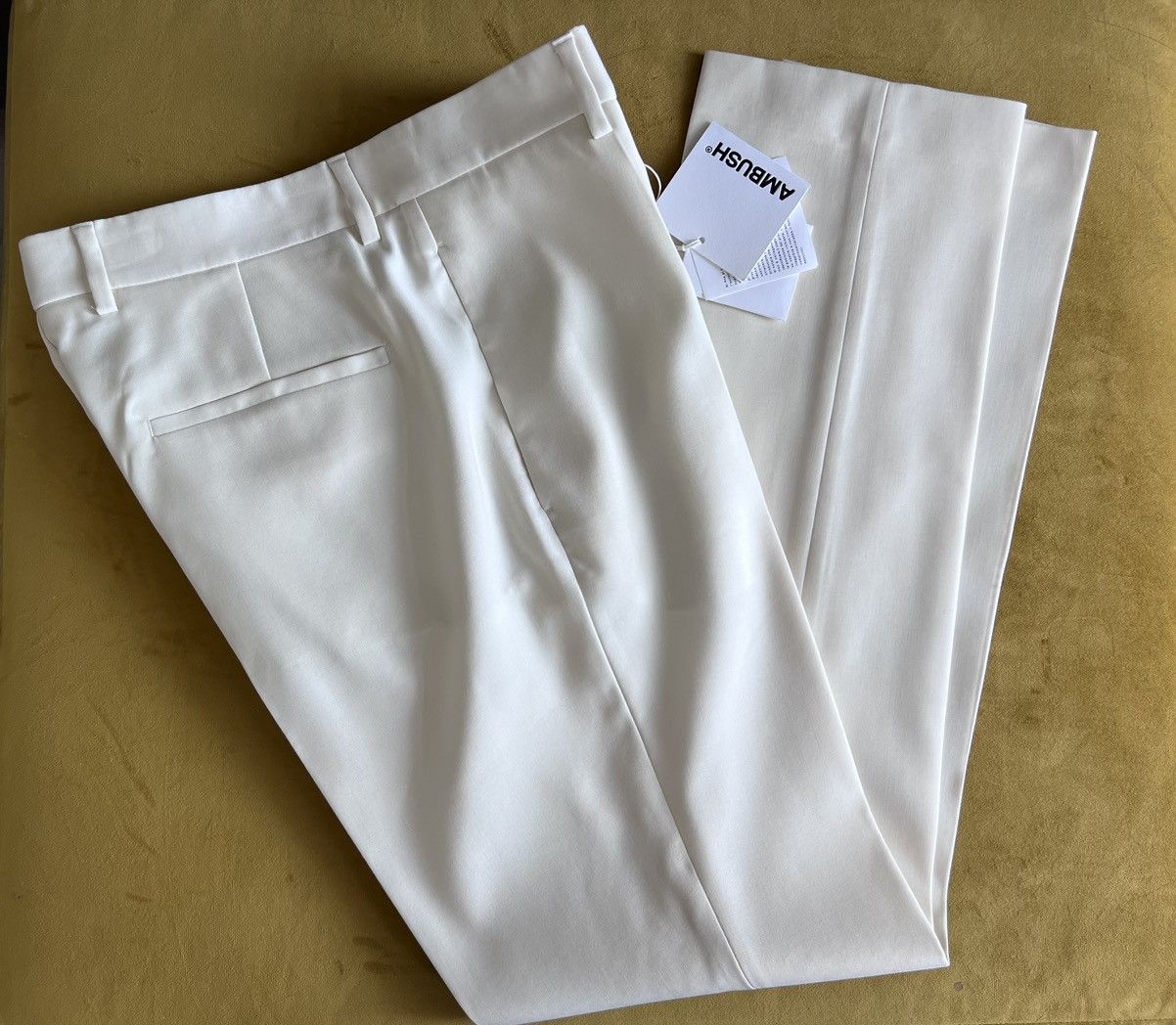 Ambush Design $1K ivory wool trousers/pants, IT50/US34, made in Italy Size US 34 / EU 50 - 23 Thumbnail