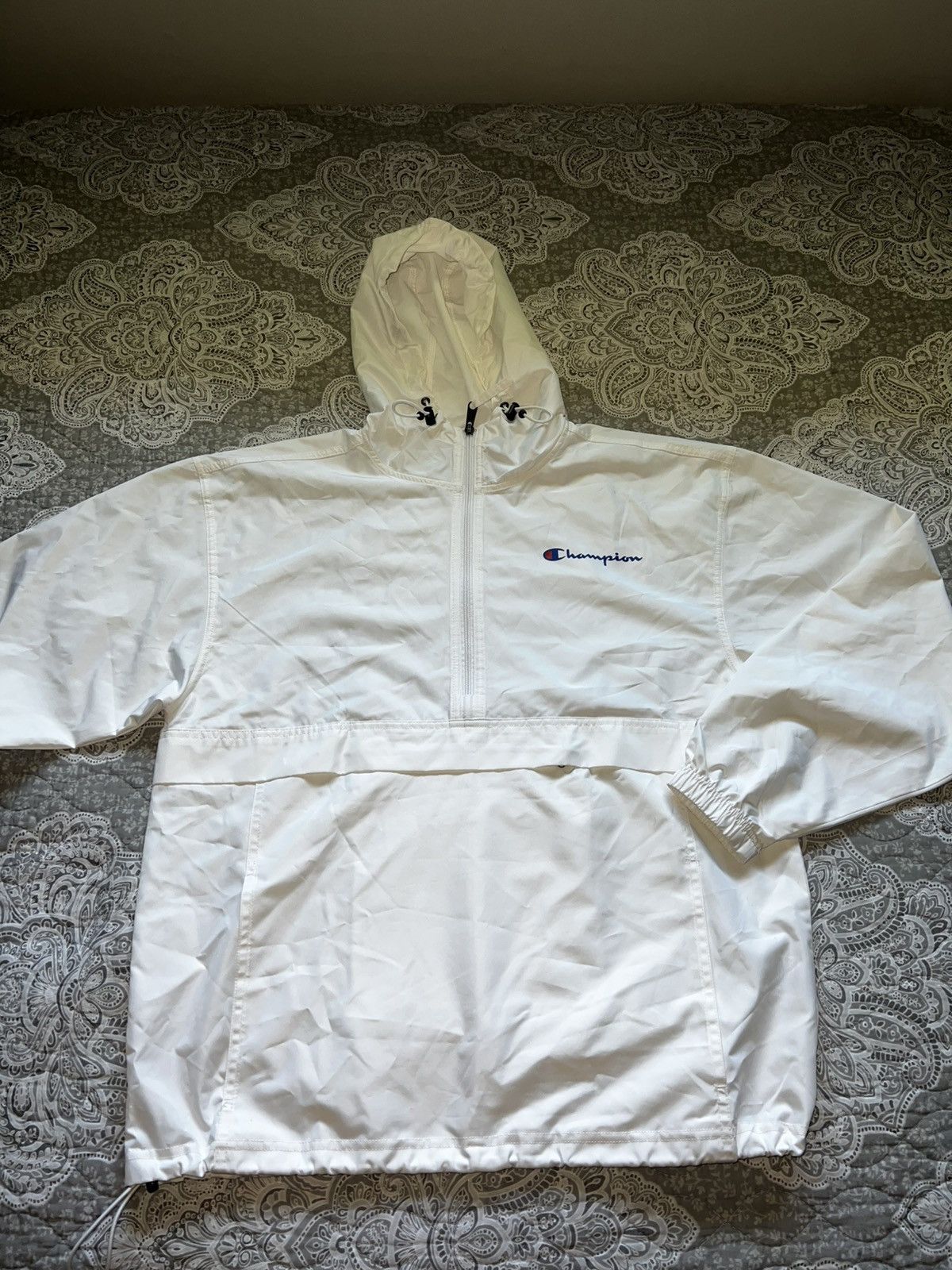 Champion Champion White Half-Zip Packable Windbreaker (M) Size US M / EU 48-50 / 2 - 1 Thumbnail