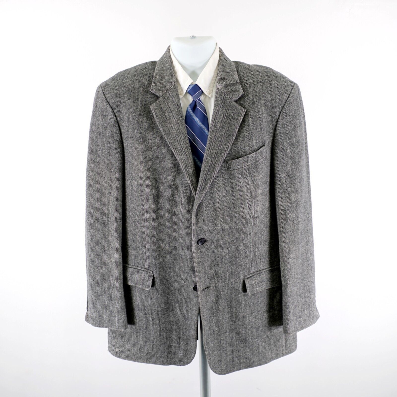 Designer Cricketeer Tweed Wool Camel Hair Nylon Gray Herringbone 2 Bu Size 42L - 5 Thumbnail