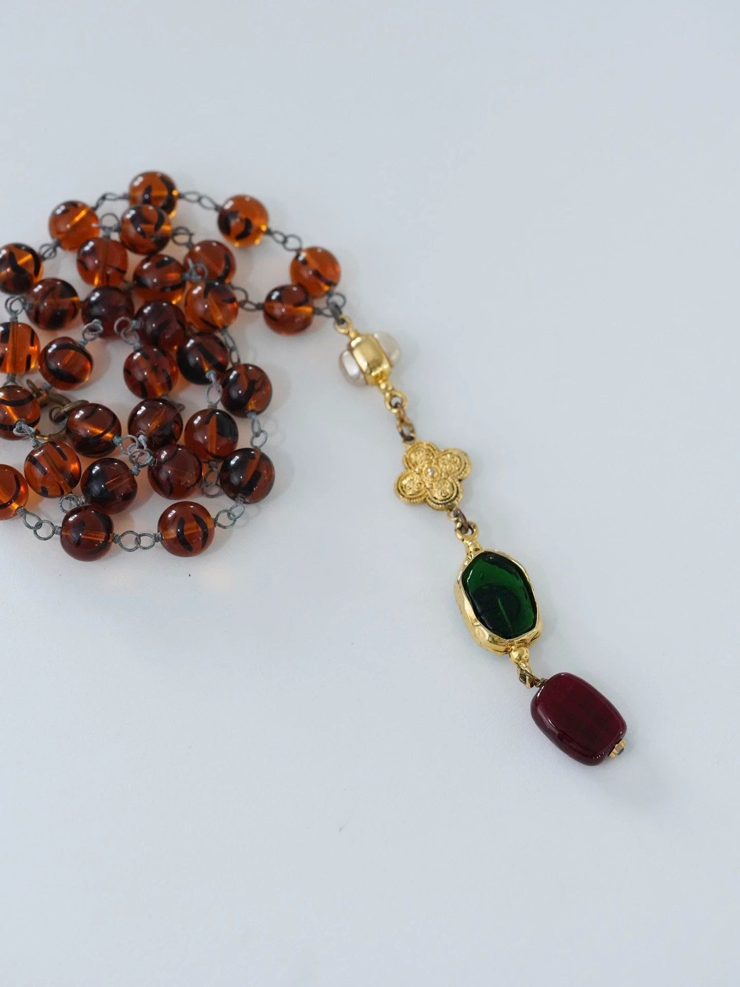 Chanel Chanel 1985 Vtg Goossens Amber Red-Green Glass Pendant Size ONE SIZE - 4 Thumbnail