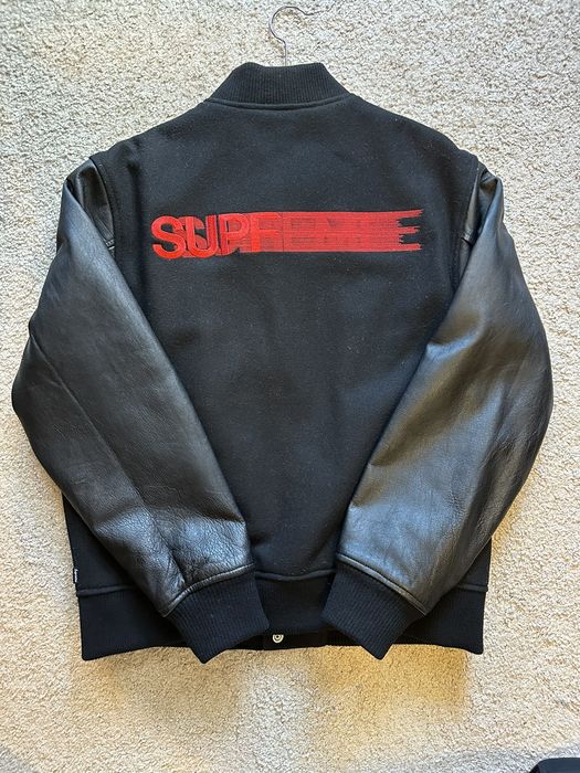 Supreme motion logo varsity jacket clearance black