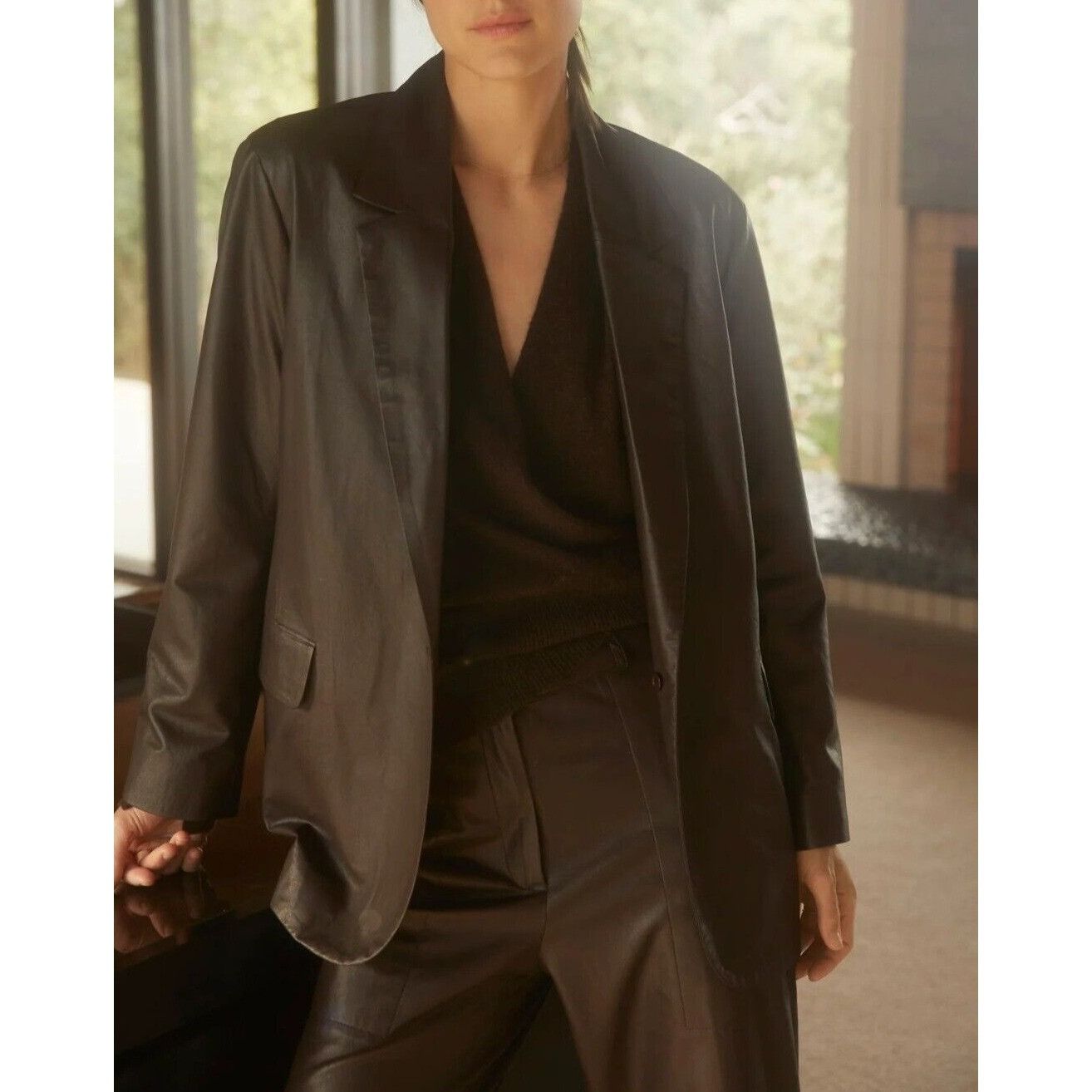 Brochu Walker Brochu Walker The Farley Single-Button Vegan Leather Blazer Size M / US 6-8 / IT 42-44 - 4 Thumbnail