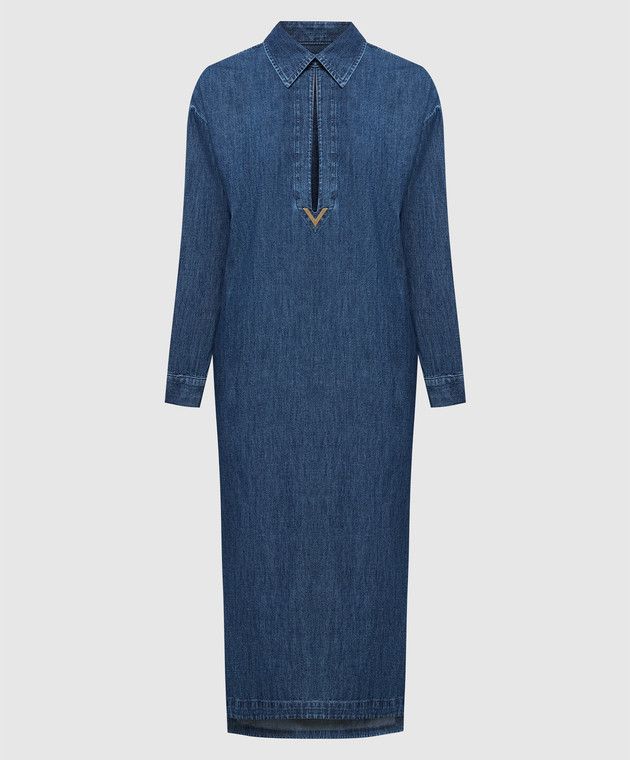 Valentino o1y0226 Denim Midi Dress in Blue Size M / US 6-8 / IT 42-44 - 1 Thumbnail