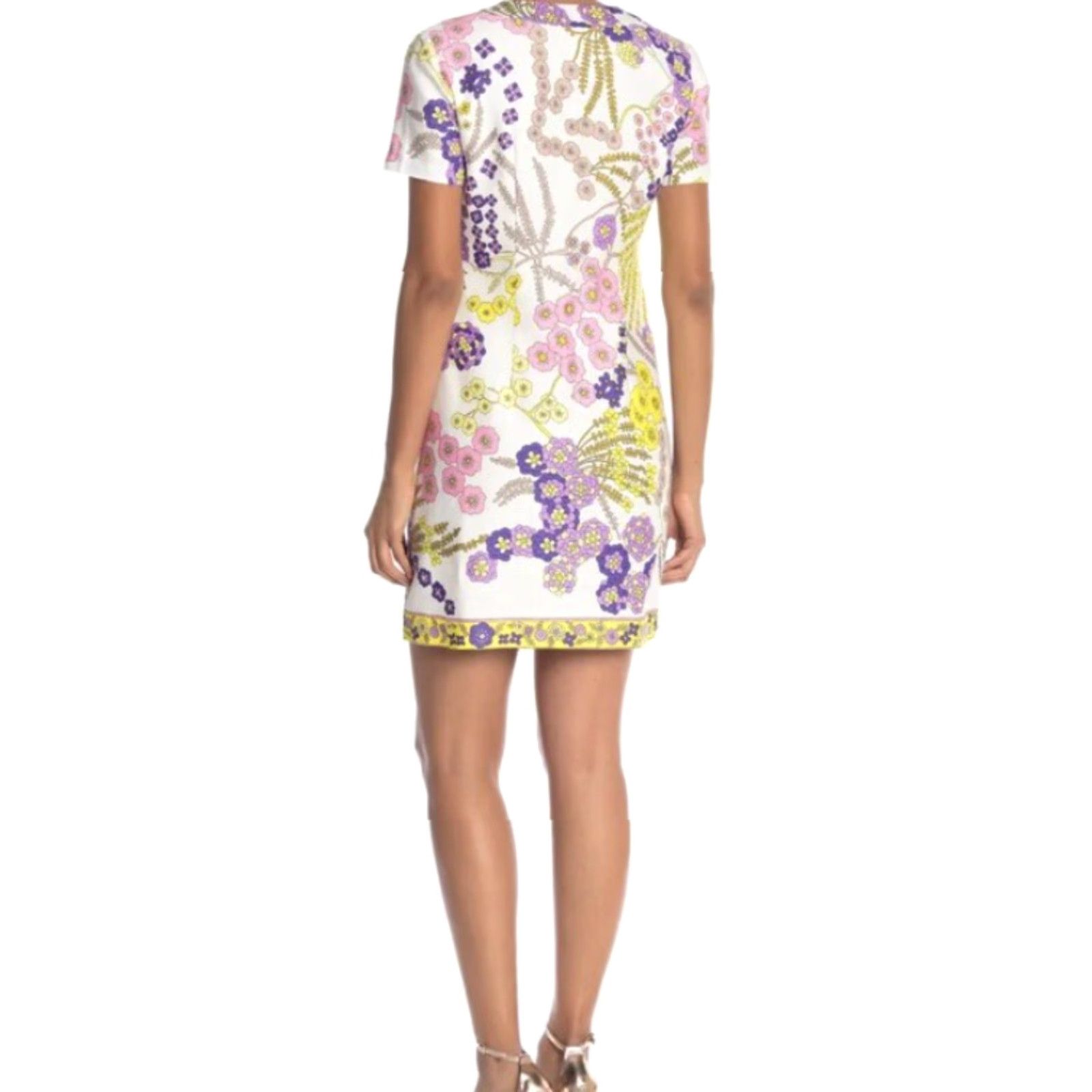 Trina Turk Trina Turk Arboretum Crescent Drive Ottoman Mini Dress Zipper Multicolor Floral Cotton Short Sleeve Round Neck Party/Cocktail Sz 2 Size XS / US 0-2 / IT 36-38 - 2 Thumbnail