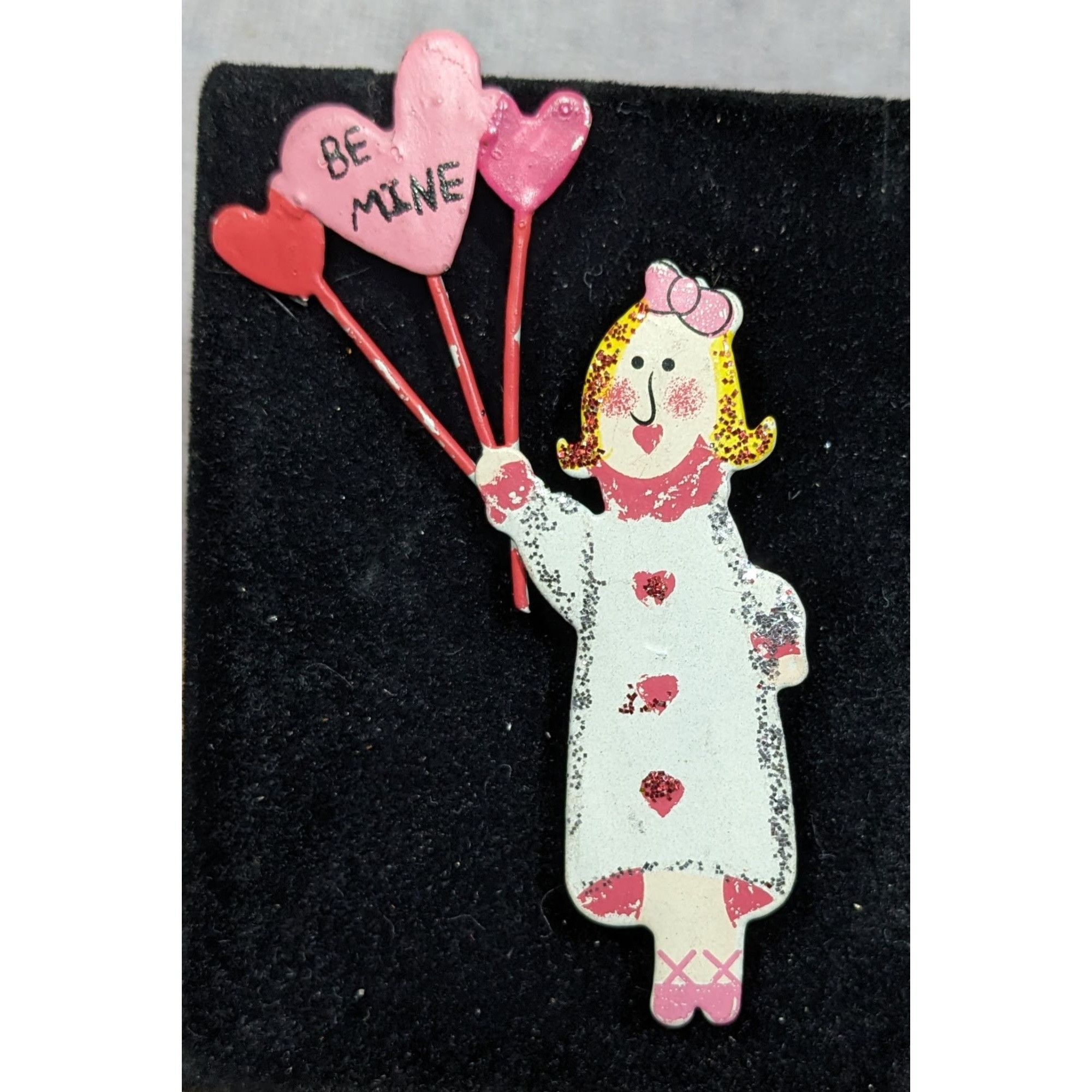 Other Vintage Valentine Be Min Balloon Painted Metal Brooch Size ONE SIZE - 3 Thumbnail