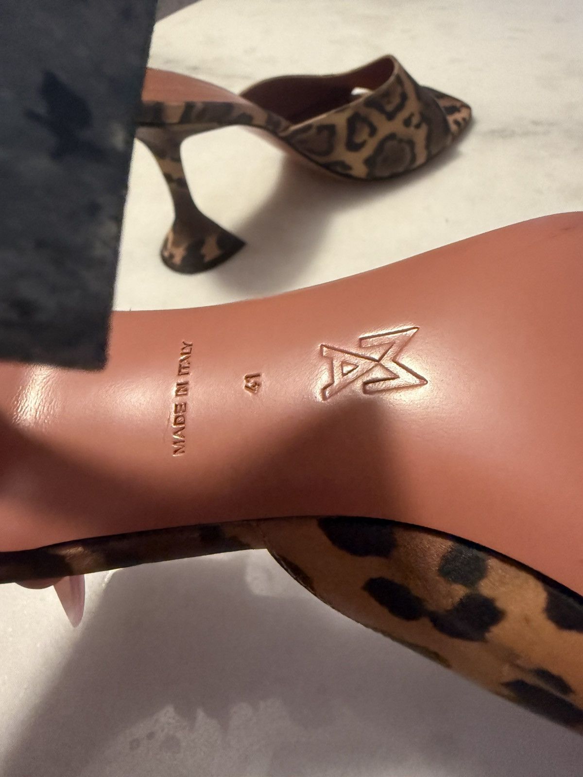 Amina Muaddi Amina Muaddi satin leopard mules heels Size US 10 / IT 40 - 4 Thumbnail