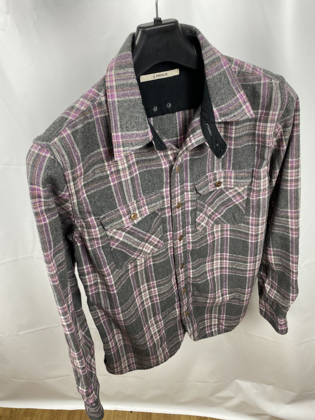 RAGEBLUE Rageblue Plaid Flannel Wool Shirt Jacket size L Size US L / EU 52-54 / 3 - 7 Thumbnail