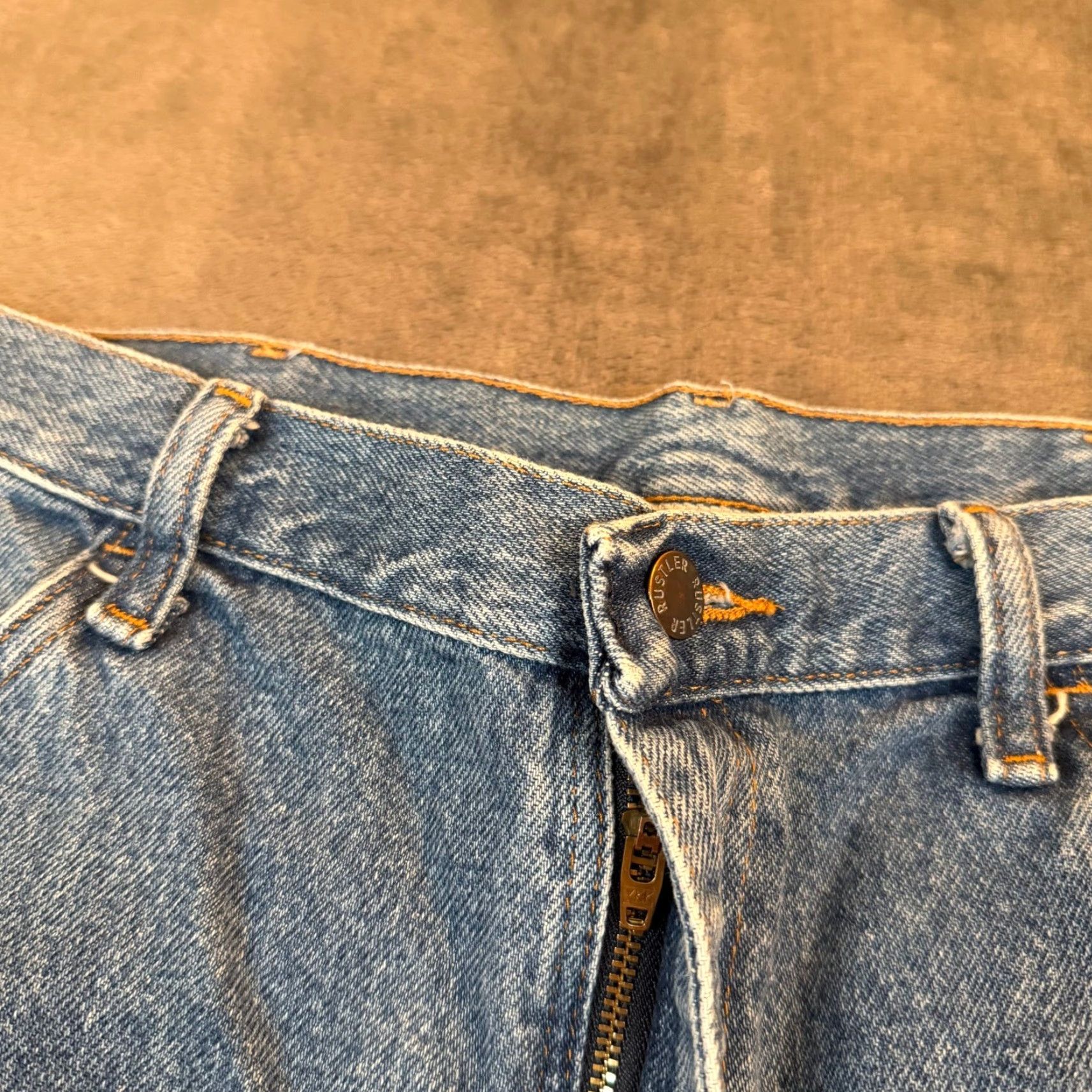 Denime Rustler Jeans Mens 36" Waist 30" Inseam Regular Fit Straight Leg Blue Denim 87619SW Medium Wash Size US 36 / EU 52 - 5 Thumbnail
