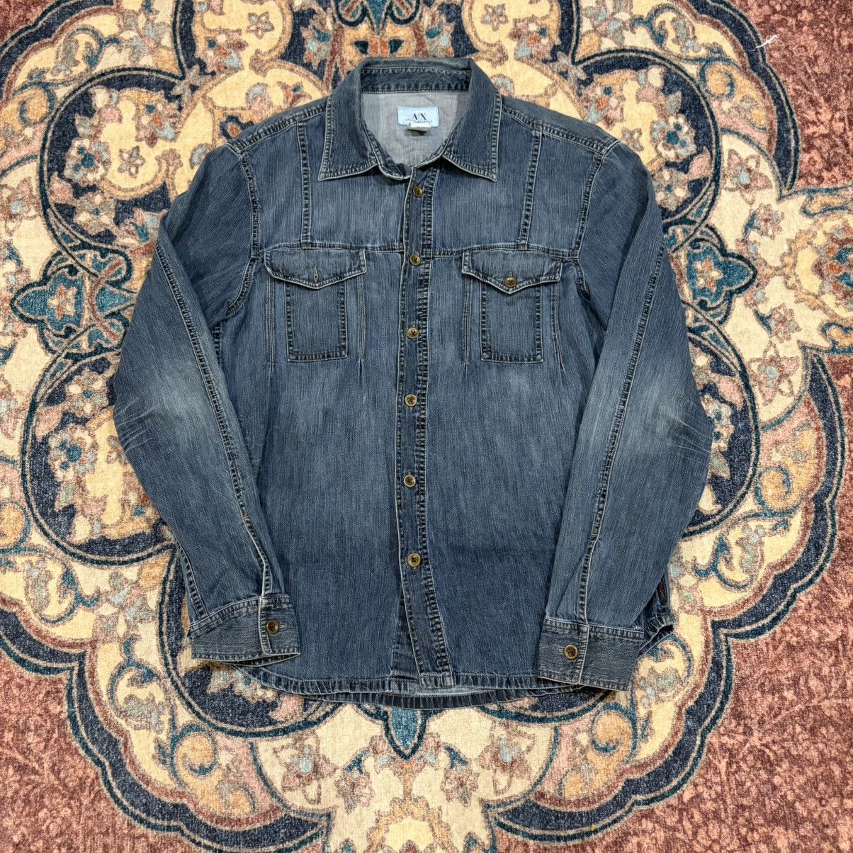 Armani Exchange Y2K Armani Exchange AX Denim Shirt Faded Sz L Size US L / EU 52-54 / 3 - 1 Thumbnail