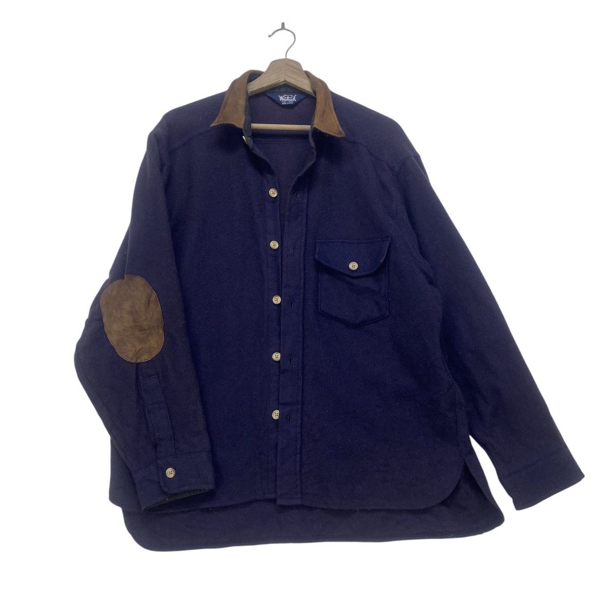 Woolrich Woolen Mills Vintage 70s Woolrich Leather Patchwork Wool Flannel Size US M / EU 48-50 / 2 - 2 Thumbnail