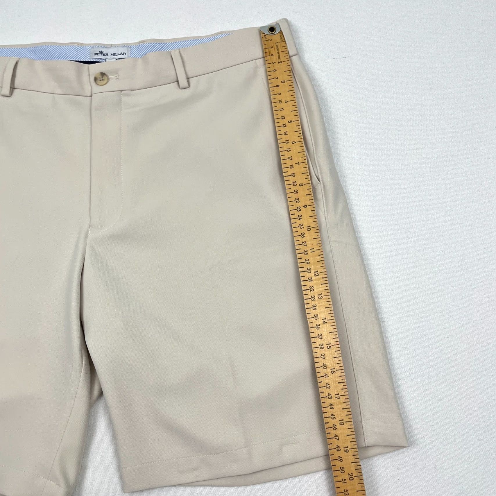 Peter Millar VINTAGE Peter Millar Salem Shorts Mens 35 x 9 Beige Active Performance Golf High Drape Size US 35 - 5 Thumbnail