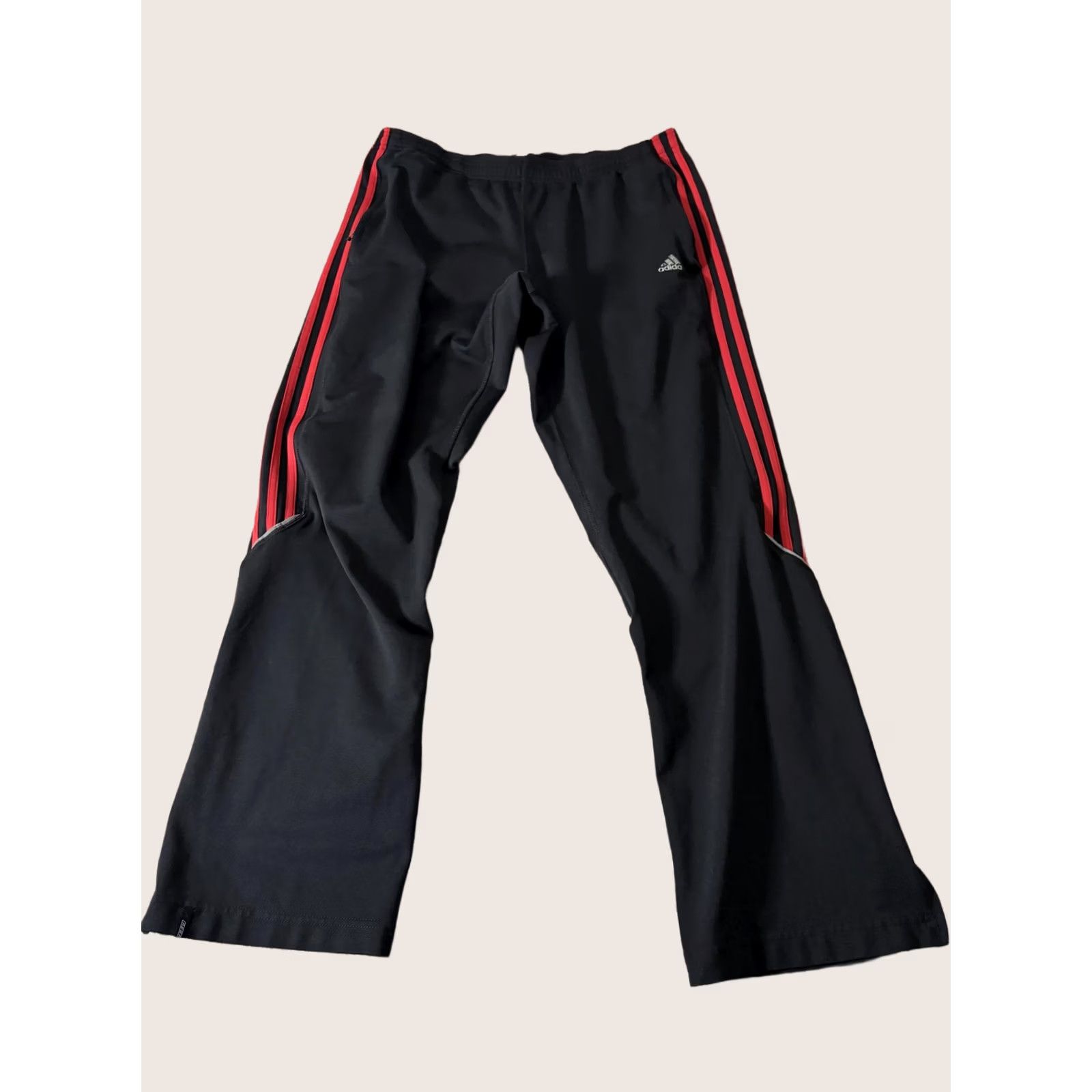 Adidas Adidas Track Pants Mens 34x30 Black 3-Stripes Reflective Zip Hem Response Pants for Running Gym Slit Size US 34 / EU 50 - 1 Thumbnail