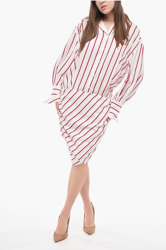 image of The Attico Hatty Chemisier Dress With Asymmetric Hem in Pink, Women's (Size Medium)