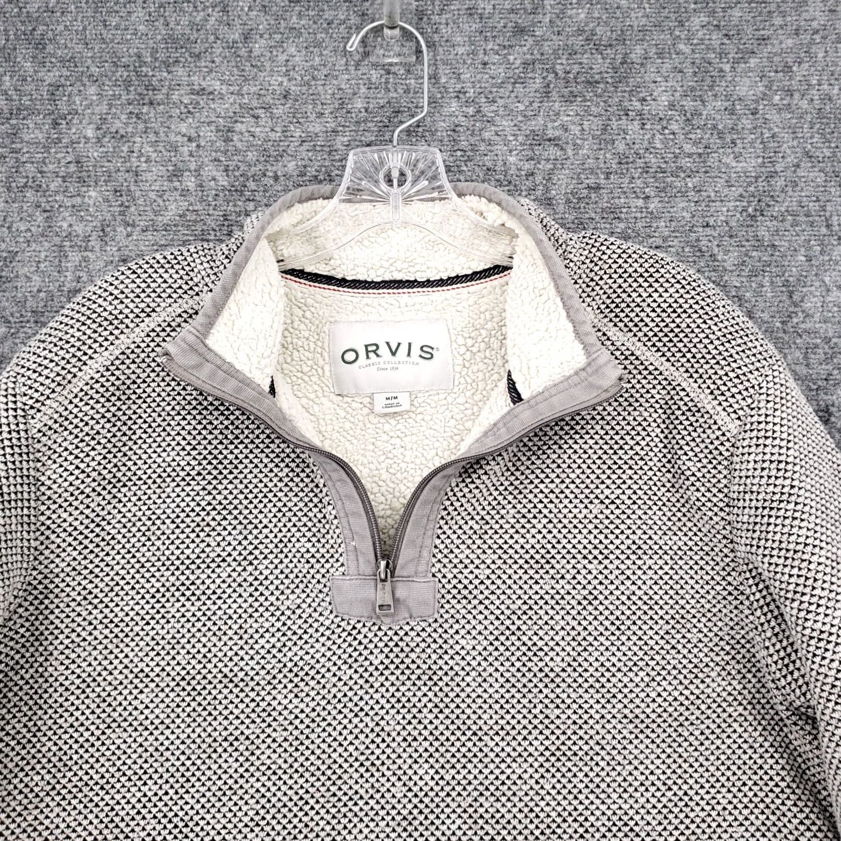 Orvis Orvis Sweater Mens M Medium Gray Sherpa Lined 1/4 Zip Pullover Mock Neck Knit Shirt Size US M / EU 48-50 / 2 - 7 Thumbnail