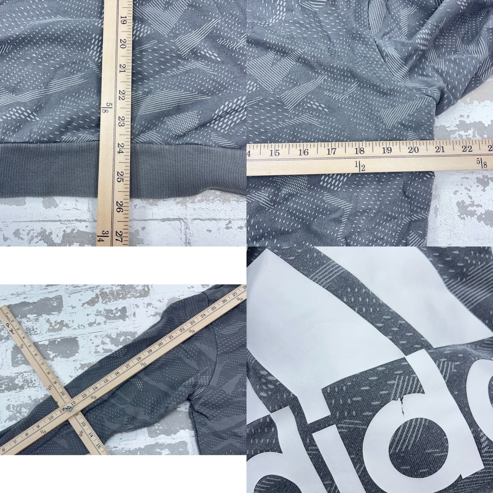 Adidas Adidas Hoodie Men Large Gray White Geometric Camo Sweatshirt Pullover Hooded Sports Hoodie Cozy Cotton Blend Polyester Fleece Pockets Logo Size US L / EU 52-54 / 3 - 8 Thumbnail