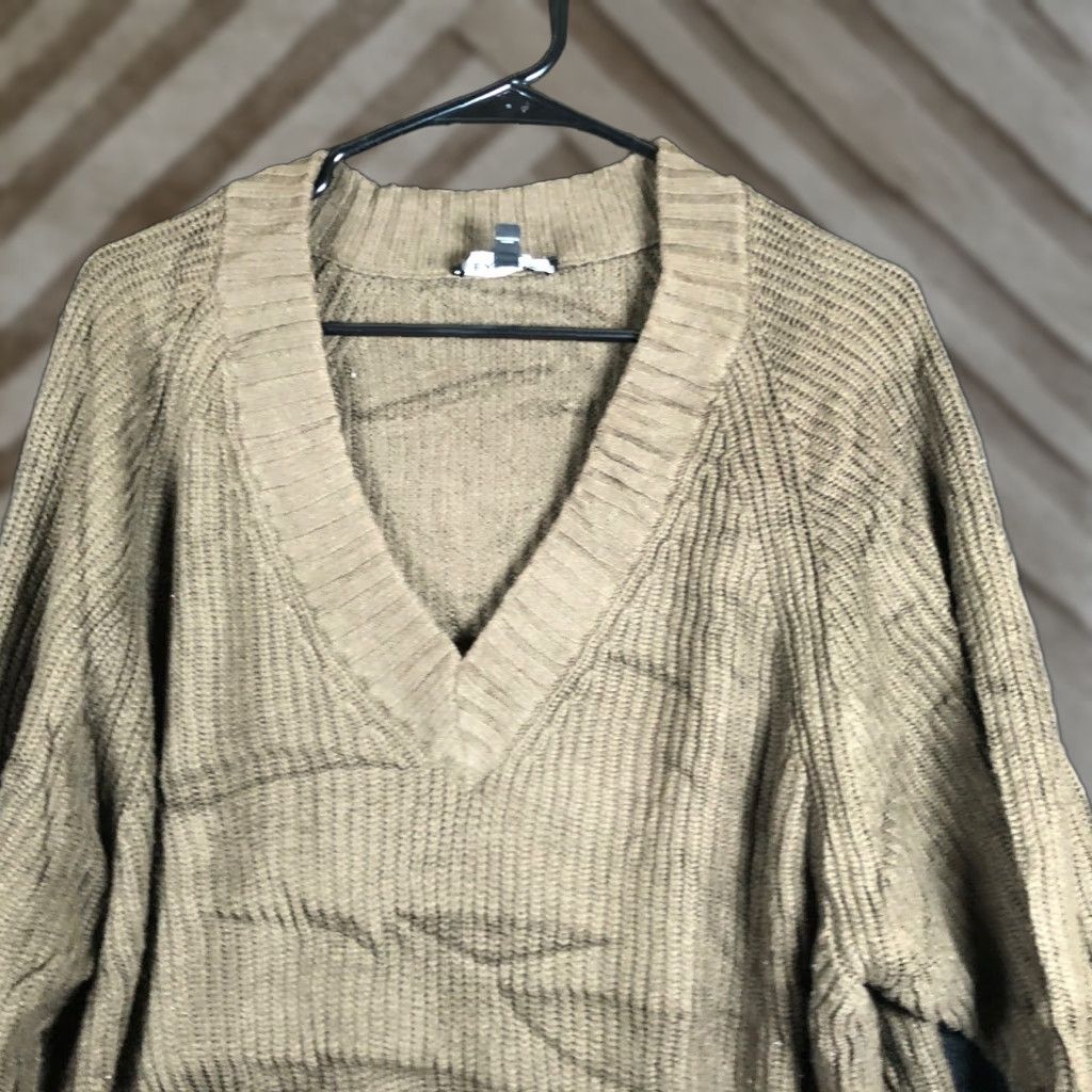 Express Express Womens Sweater Green V-Neck Knitted Long Sleeve Tunic XSmall XS Knit Pullover Casual Workwear // Women // Veg? Size XS / US 0-2 / IT 36-38 - 1 Thumbnail