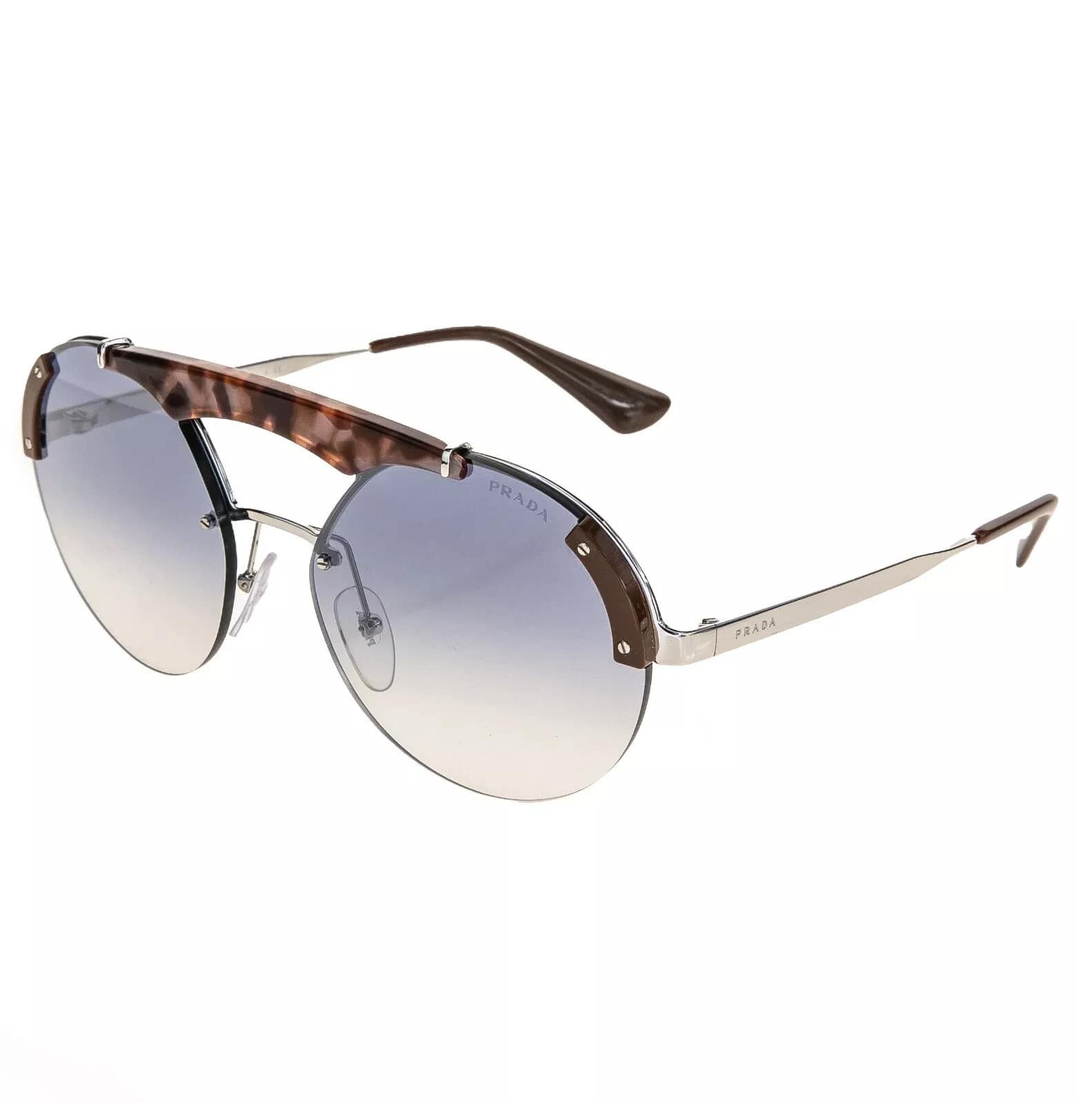 Prada PRADA ORNATE Sunglasses 52U Silver Blue Mirrored PR52US Size ONE SIZE - 4 Thumbnail