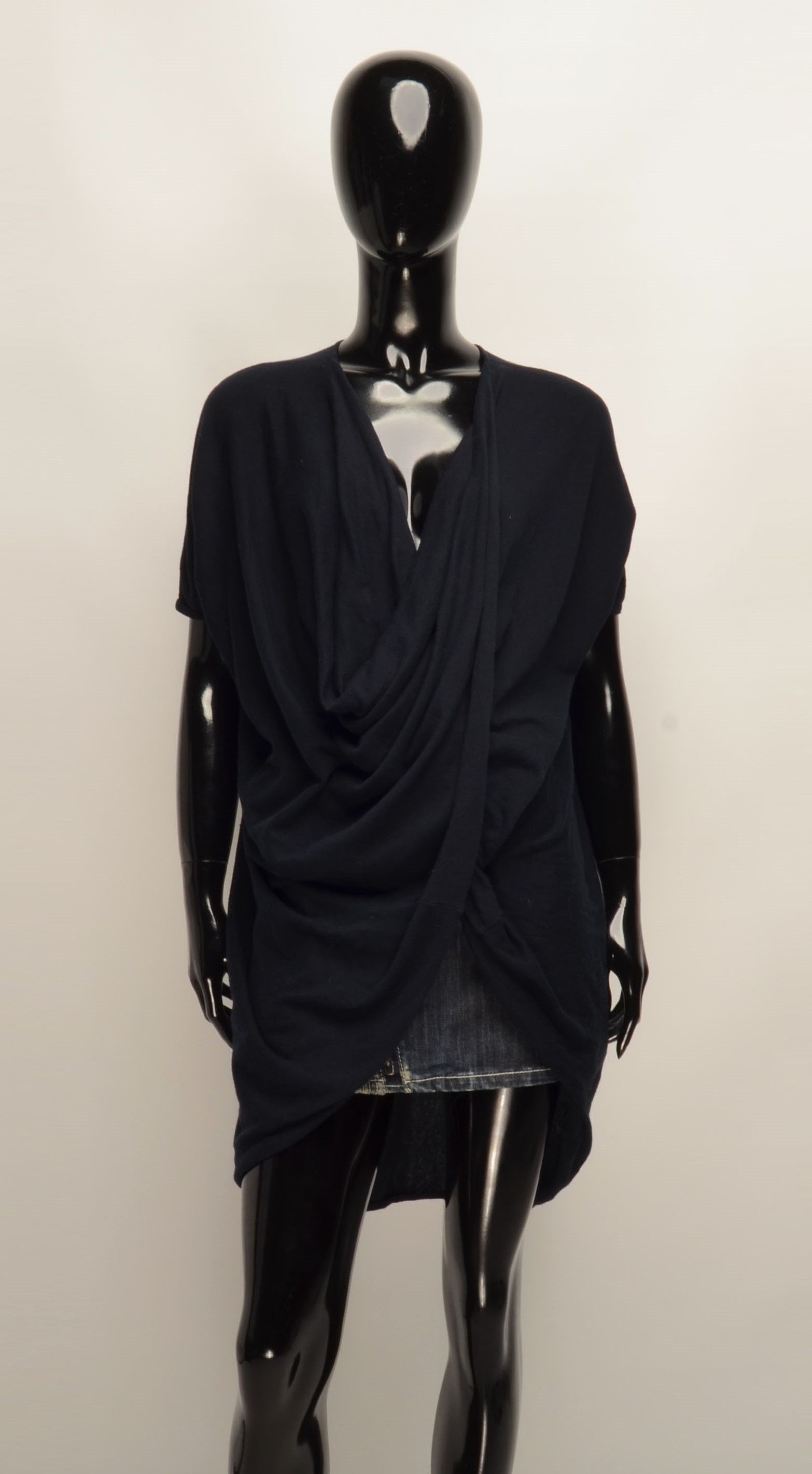 Allsaints Allsaints Navy Drapped Neck Avant-Garde Tunic Top Size S / US 4 / IT 40 - 1 Thumbnail