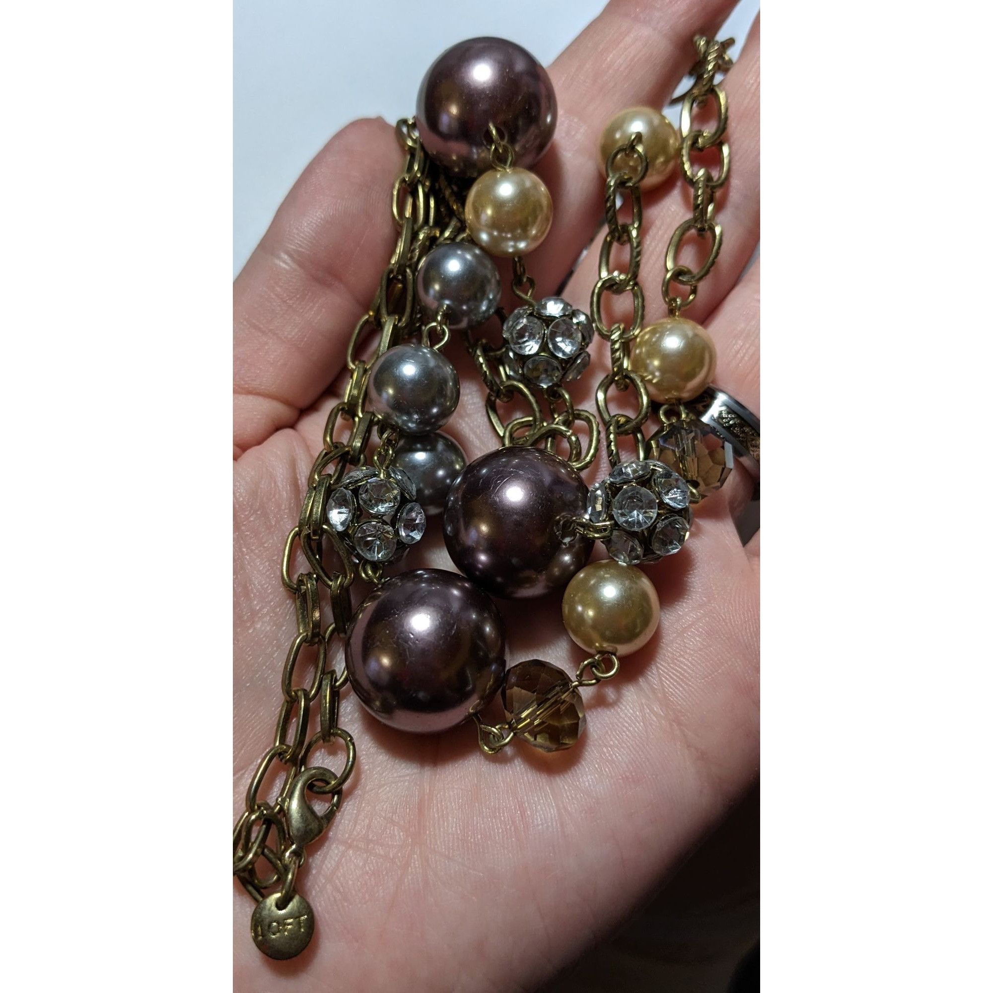 Loft Glam Pearl Ann Taylor Loft Chain Beaded Necklace Size ONE SIZE - 8 Thumbnail