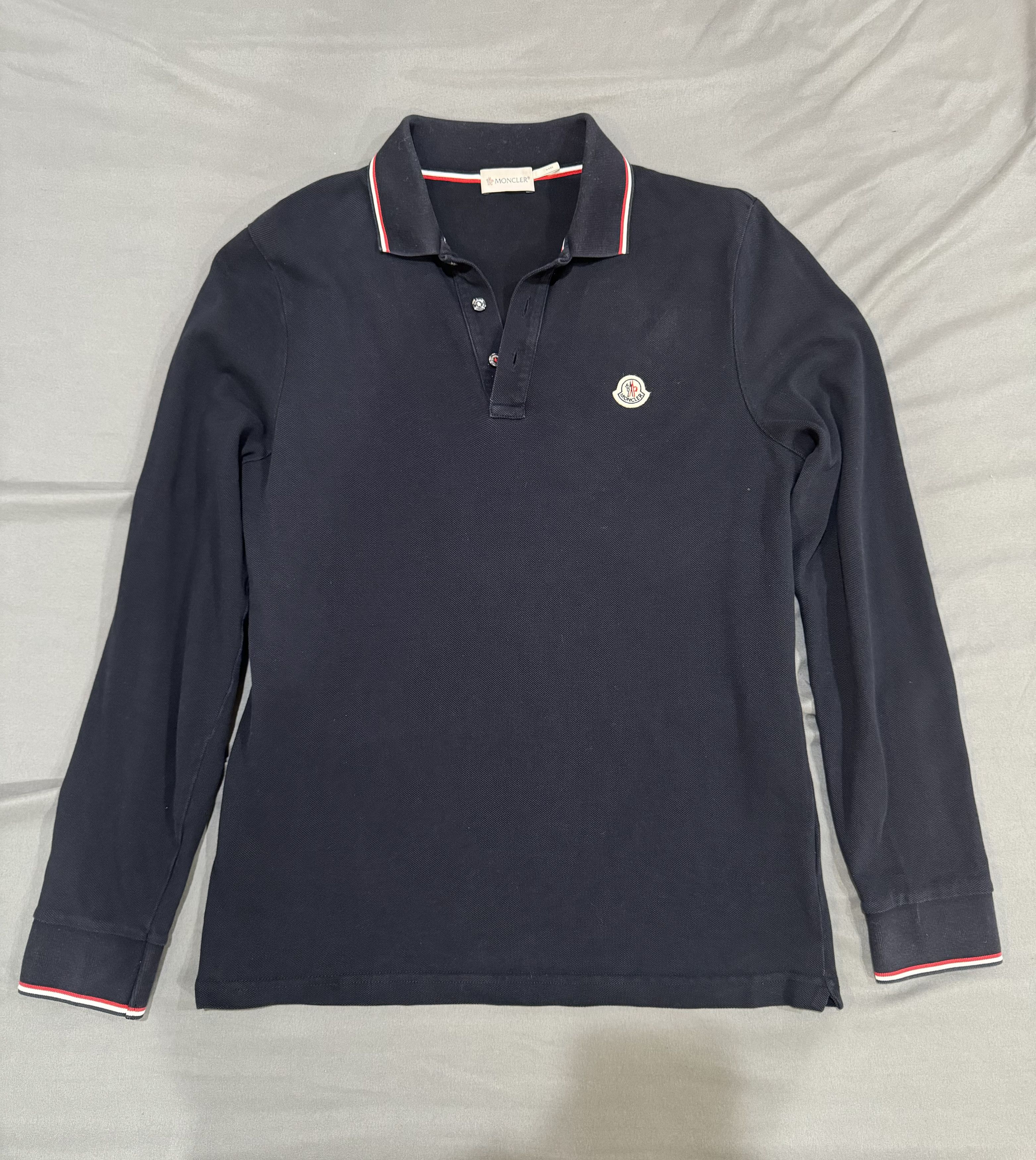 Moncler Moncler Navy Stripe Long-Sleeved Polo Shirt Size US M / EU 48-50 / 2 - 1 Thumbnail