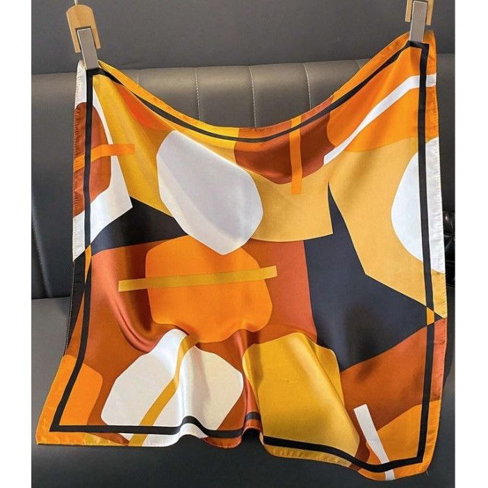 Other ✨Silky Square Scarf Abstract Geometric Pattern Versatile Sty Size ONE SIZE - 5 Thumbnail