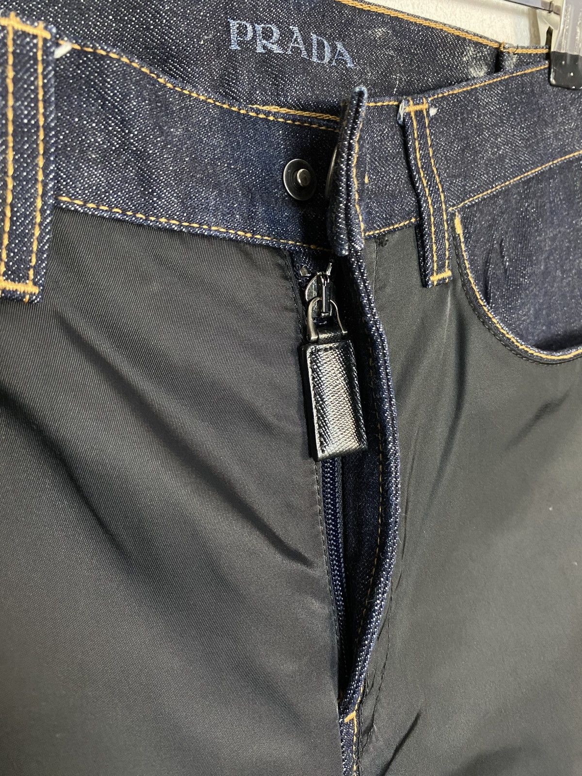 Prada Prada Italy Nylon Black Panel Selvedge Indigo Denim Jeans Size US 29 - 9 Thumbnail