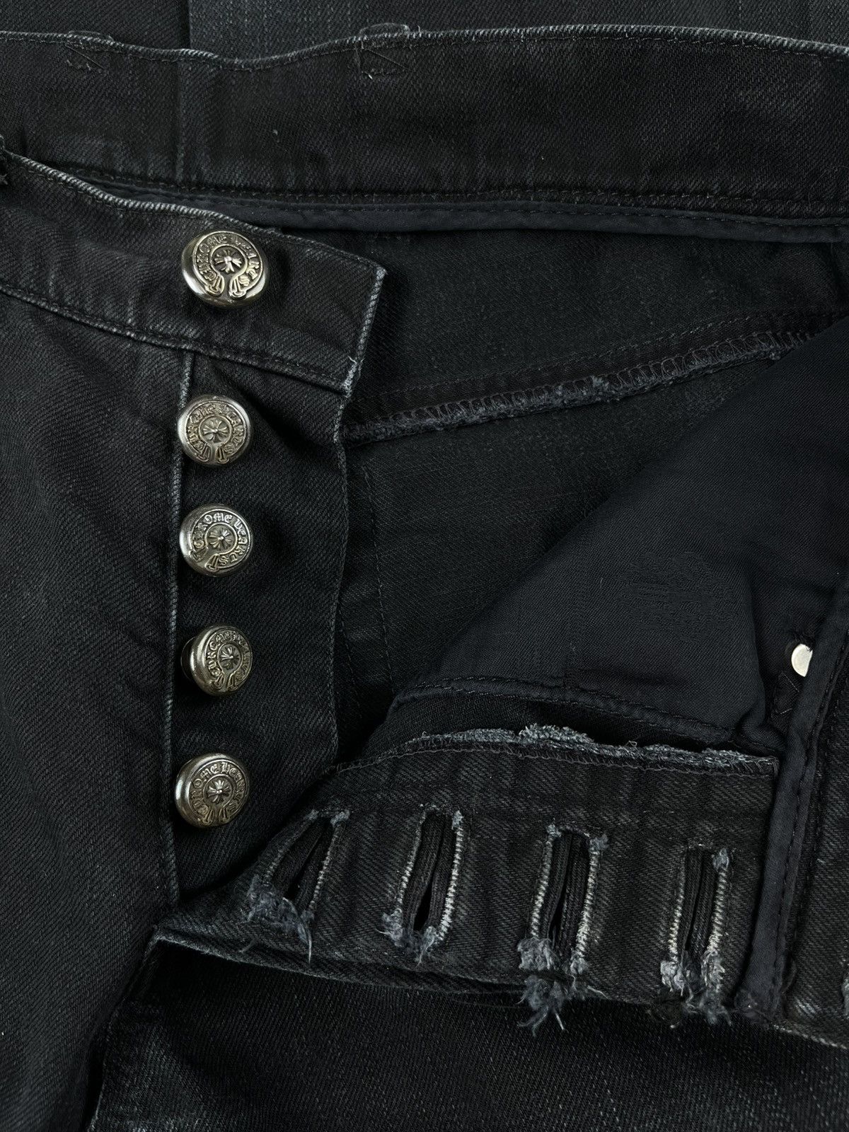 Chrome Hearts Chrome Hearts Thrashed Fleur Knee Bootcut Faded Denim Jeans Size US 30 / EU 46 - 17 Thumbnail