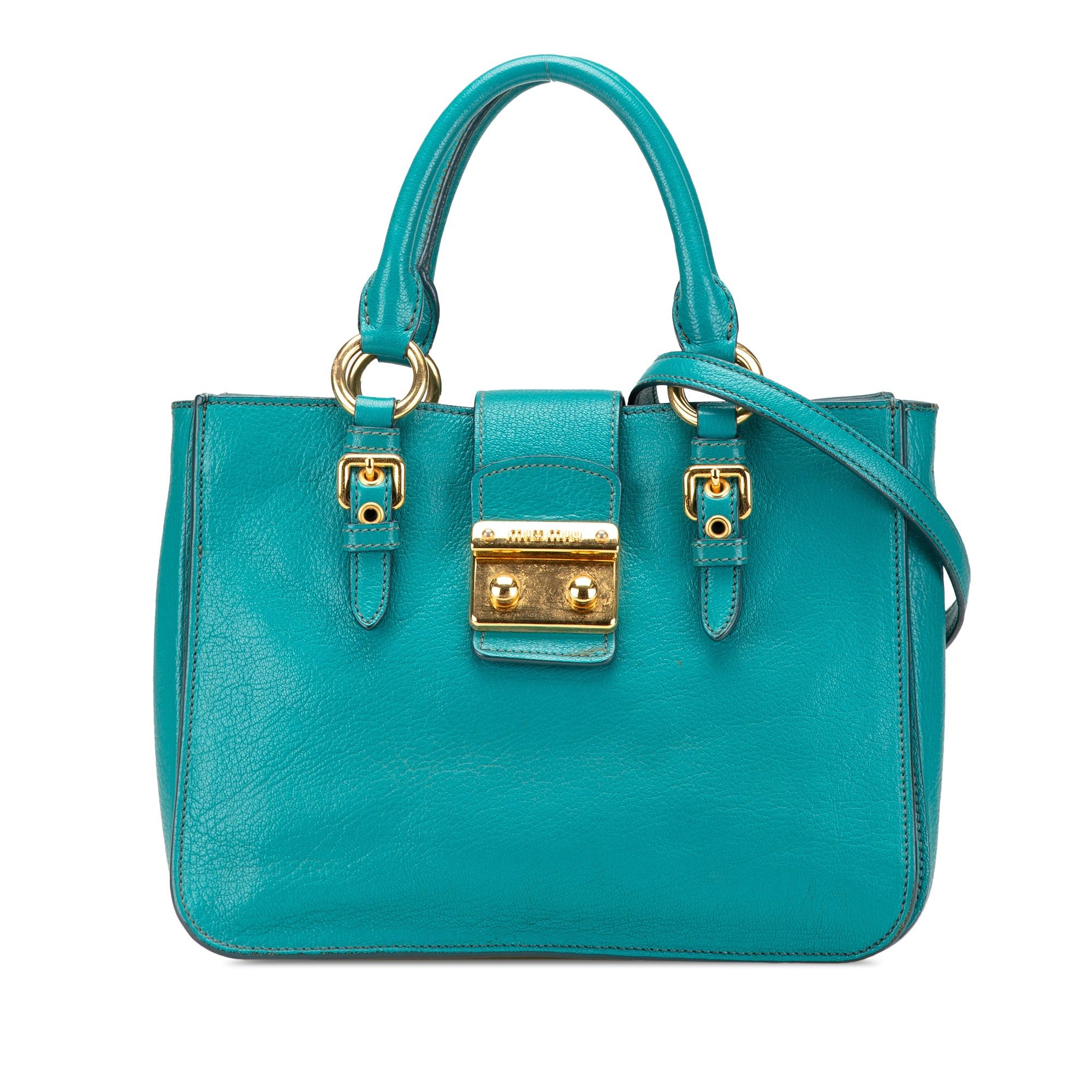 Miu Miu Miu Miu Goatskin Madras Satchel Blue Size ONE SIZE - 1 Thumbnail