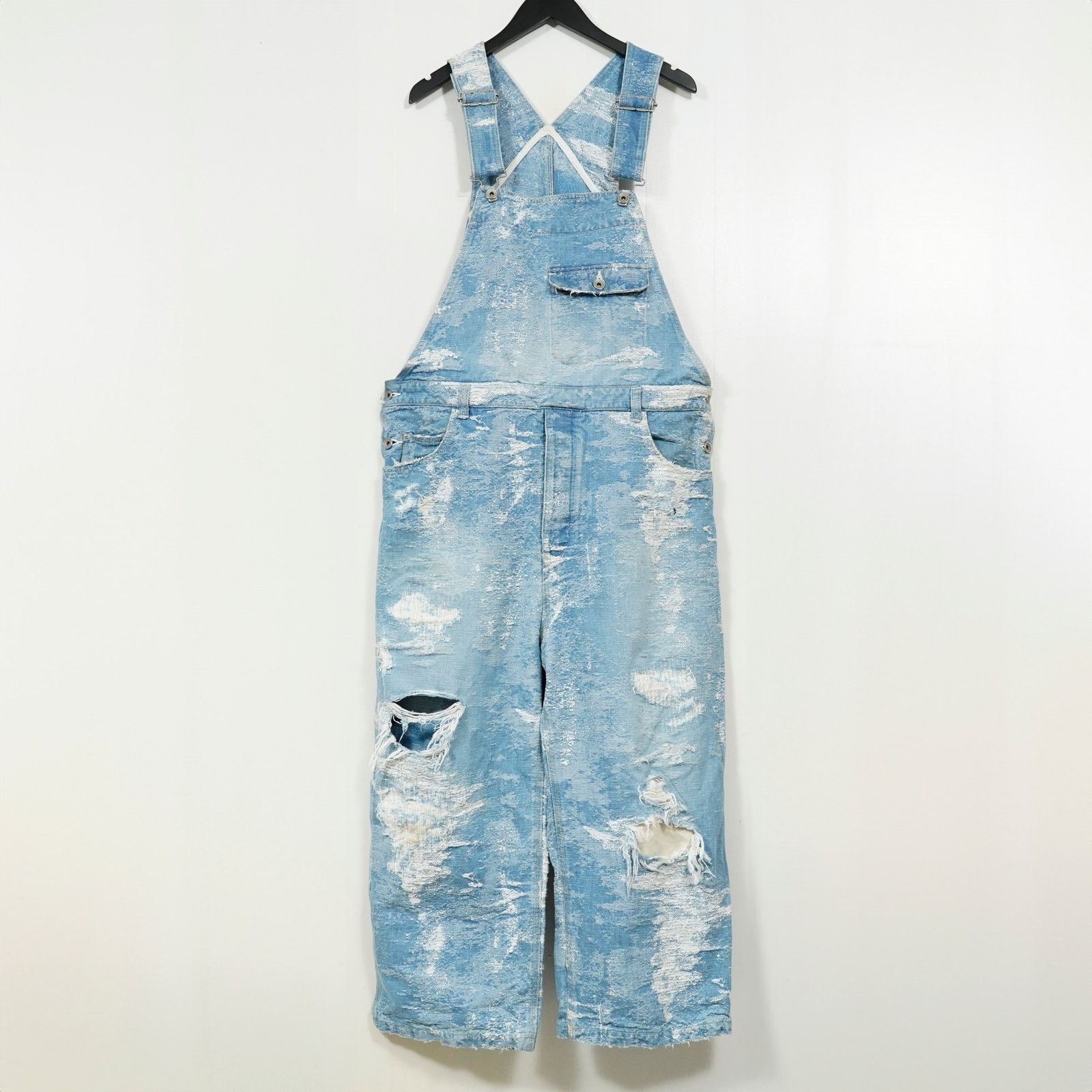 TAAKK TAAKK Distressed Denim Overalls Japan Designer Wide Leg Size US 35 - 1 Thumbnail