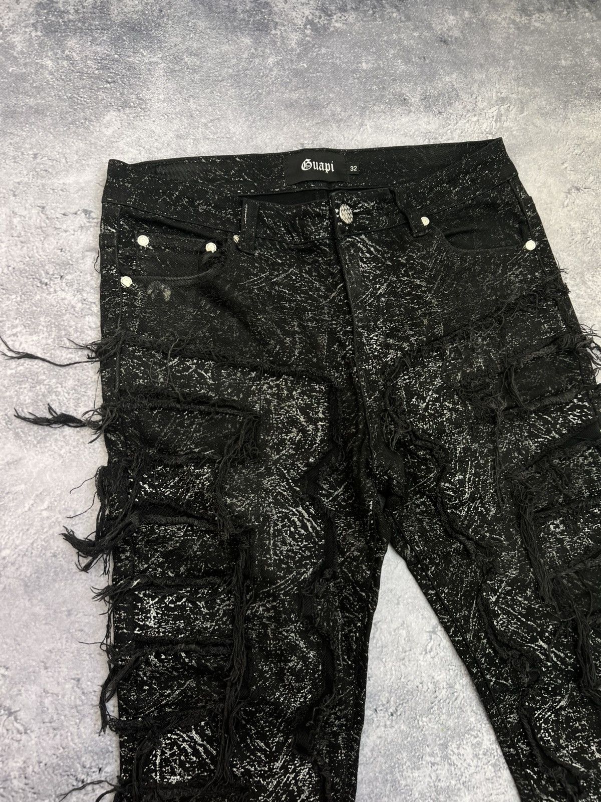 Japanese Brand RARE Archive Drip Cut Jeans / Underground Number Nine Style Size US 32 / EU 48 - 3 Thumbnail
