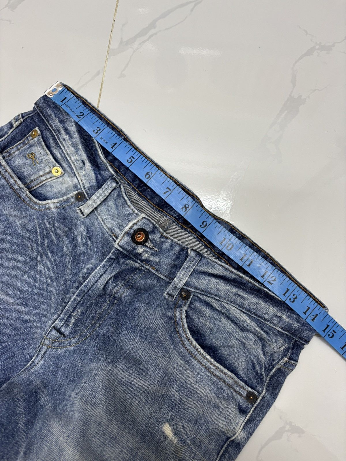 DENHAM Vintage Denham Half Selvedge Patchwork Distressed Denim Jean Size US 29 - 14 Thumbnail