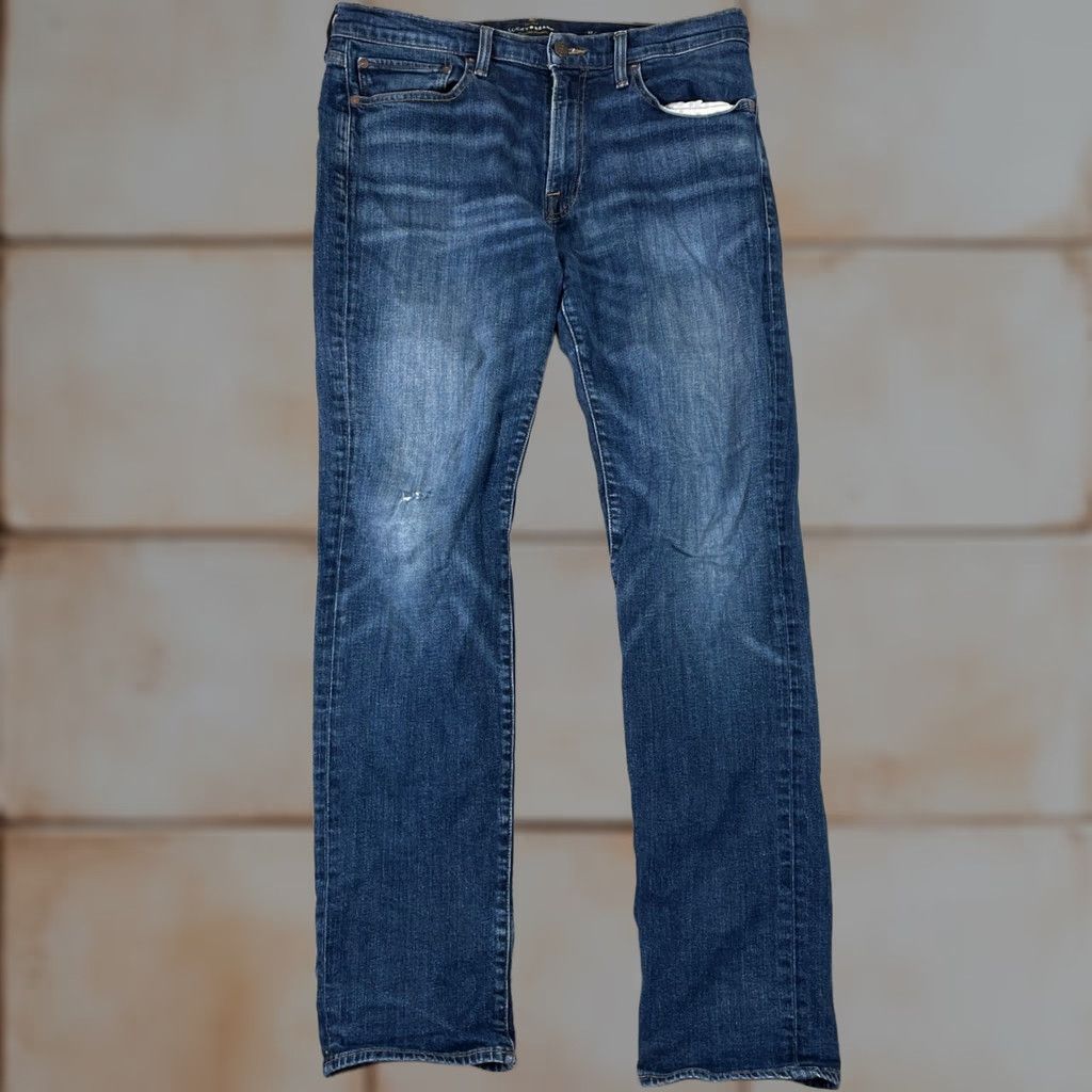 Lucky Brand Lucky Brand Jeans Men Slim 32x32 Blue Medium Wash Denim Distressed Pockets Zip Button 32in Inseam, 32W, Regular, Vintage: No, 121 Size US 32 / EU 48 - 1 Thumbnail