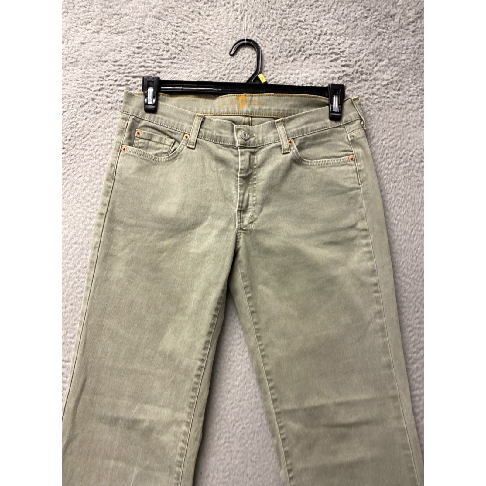 7 For All Mankind 7 For All Mankind Dojo Jeans Women Flared 31x31 Faded Green Womens Jeans Vintage No XS? Size 24" / US 00 / IT 34 - 3 Thumbnail