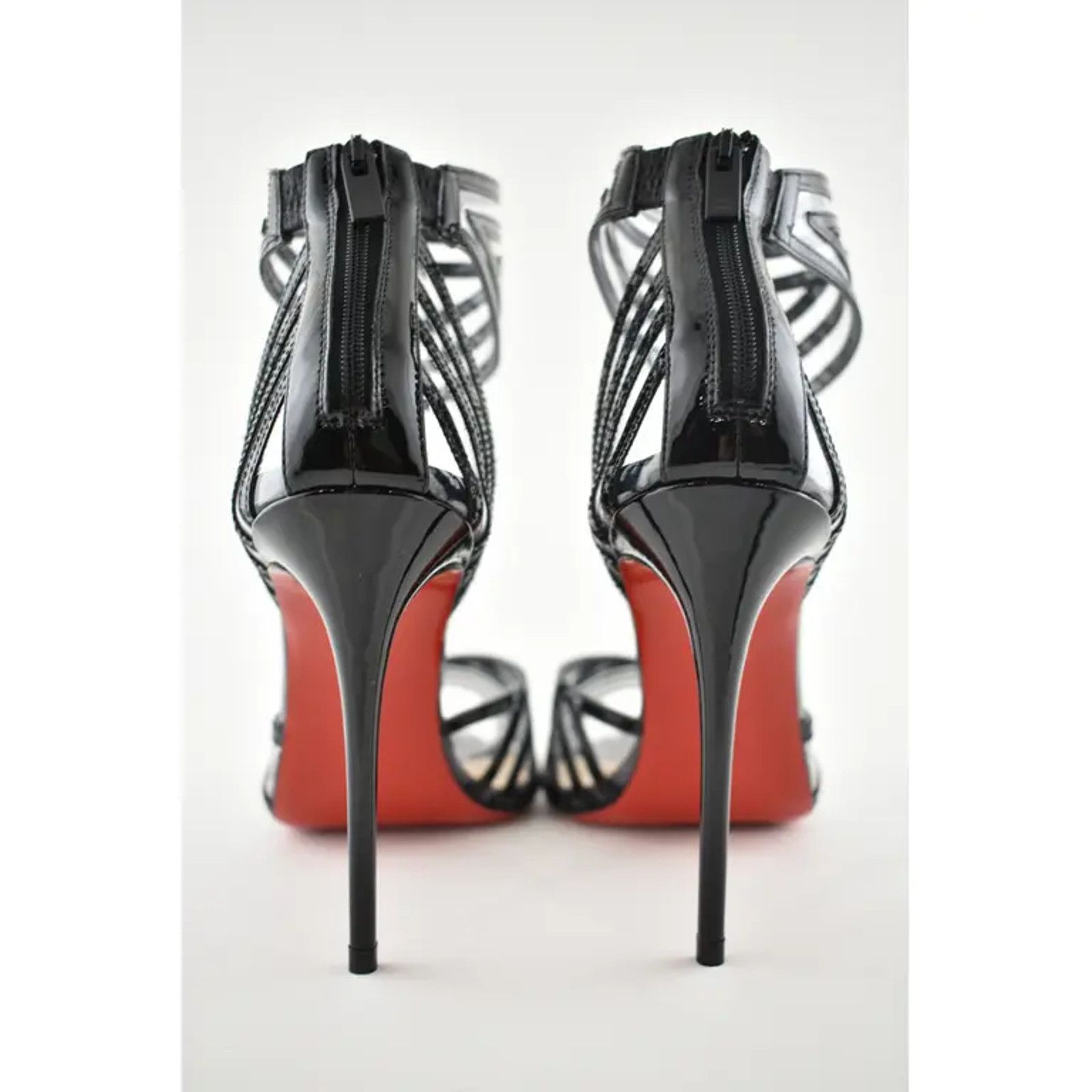 Christian Louboutin Maratena 100 Black PVC Ankle Strap Sandal Heel Pump Shoe 36 Size US 6 / IT 36 - 10 Thumbnail