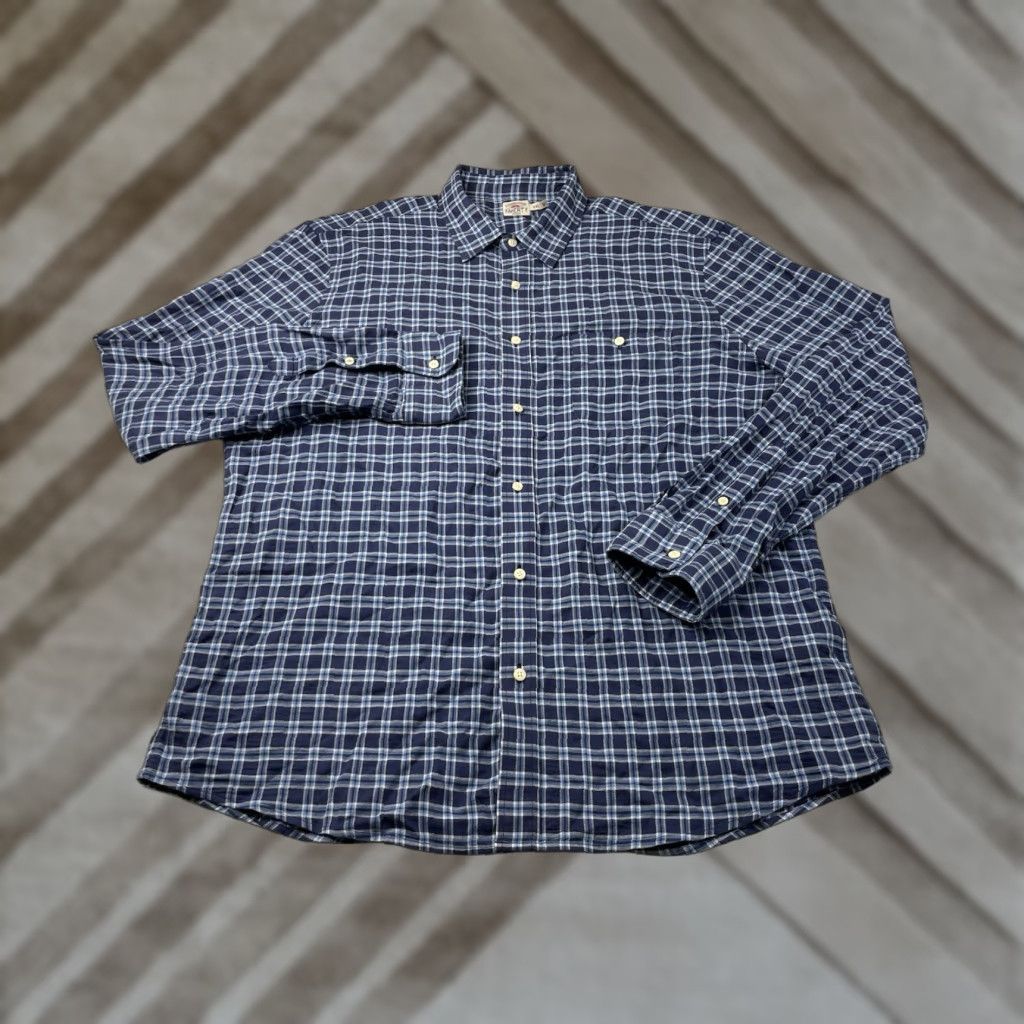 Faherty Faherty Shirt Mens 2XL Blue Plaid Button-Up Tencel Cotton Organic Casual Shirt Size US XXL / EU 58 / 5 - 1 Thumbnail