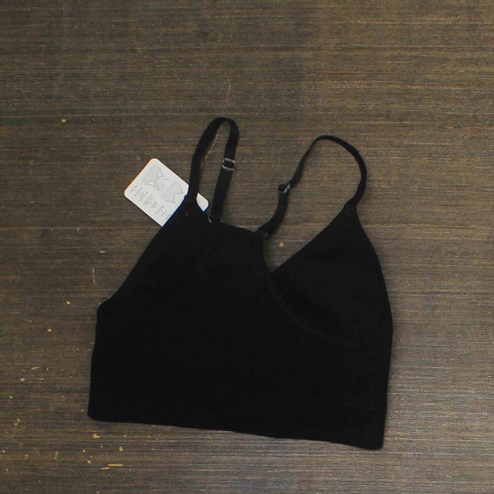 Other Memoi Womens Padded Seamless Bralette Ribbed Black S Size ONE SIZE - 2 Thumbnail