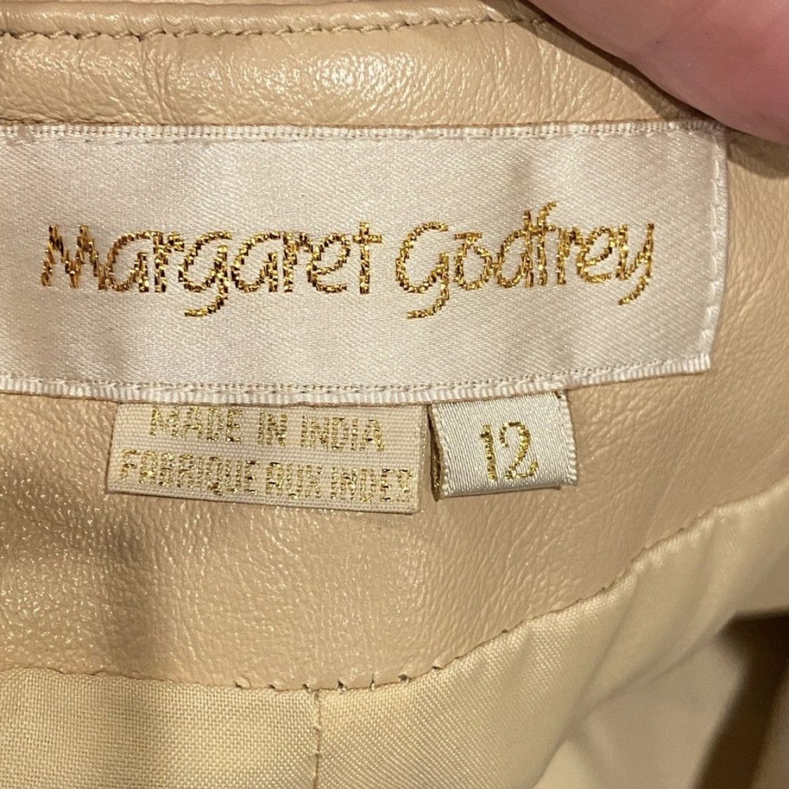 Vintage Vintage 90s Leather Pants Tan Beige Mid Rise 12 Size 34" / US 12 / IT 48 - 5 Thumbnail