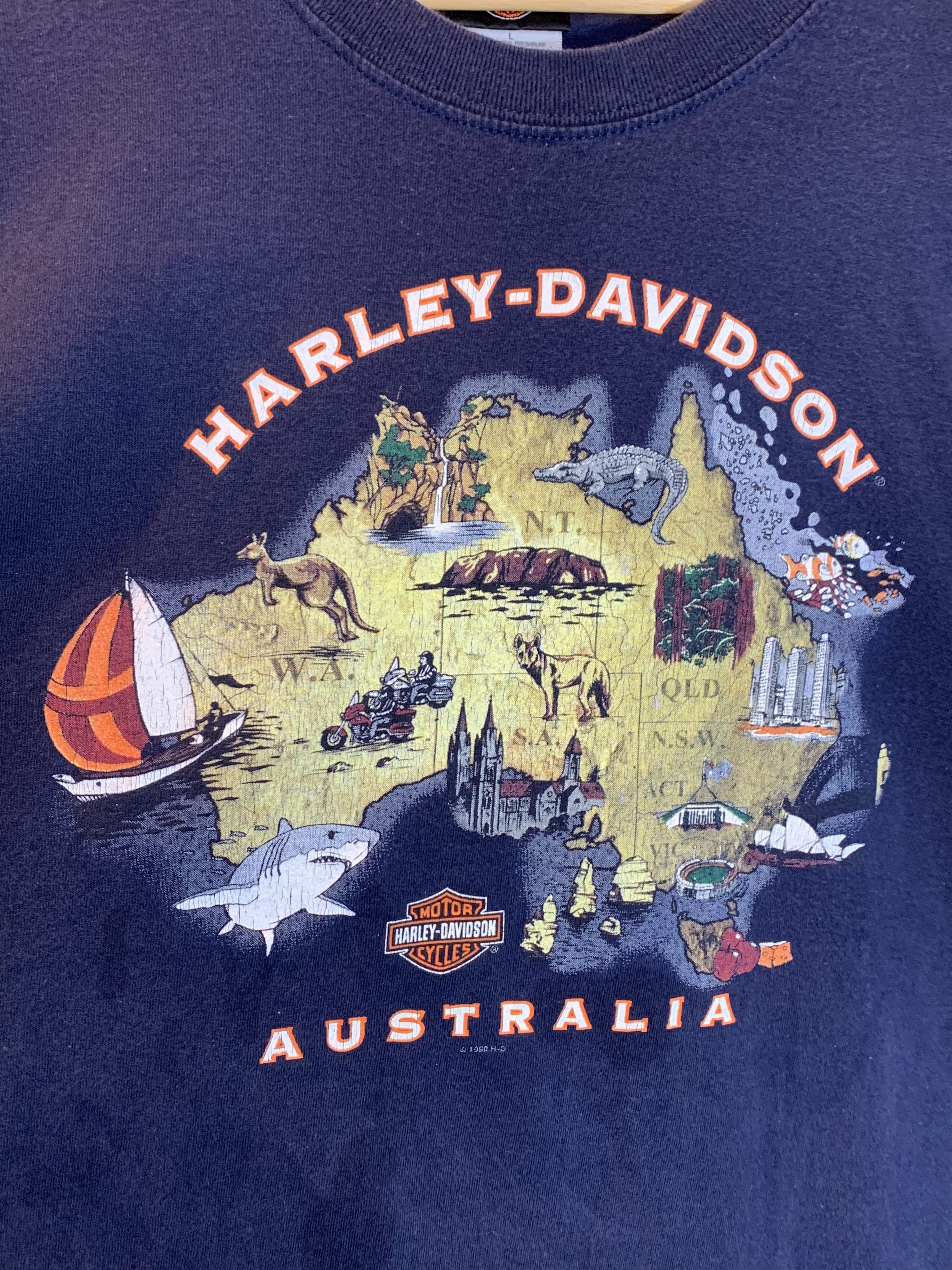 Harley Davidson RARE Vintage 90s Harley Davidson Australia Biker Art T-Shirt Size US L / EU 52-54 / 3 - 2 Thumbnail