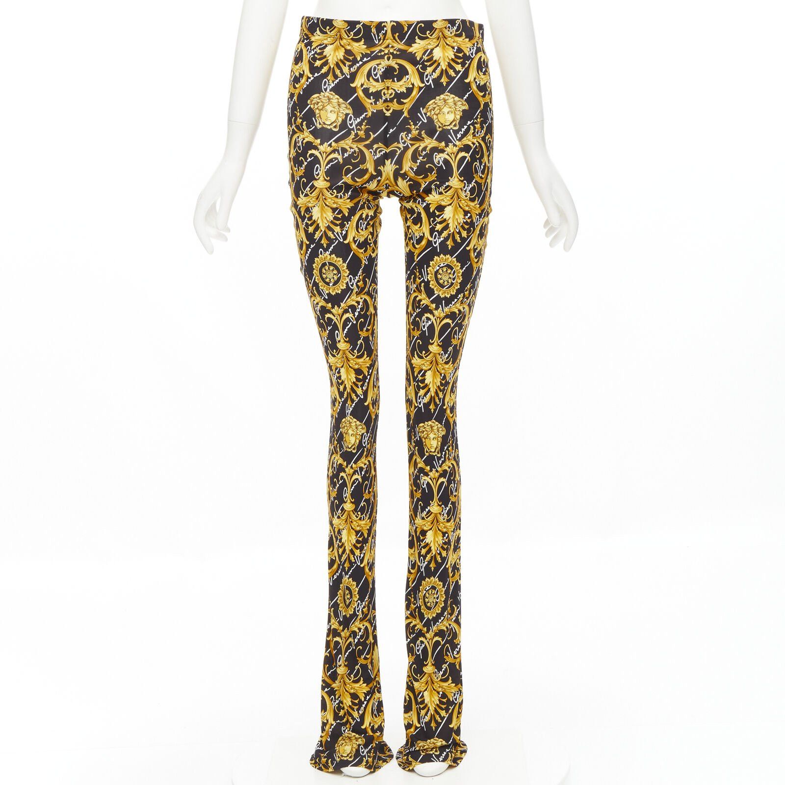 Versace new VERSACE 2020 Runway Gianni Signature Medusa Barocco gold flare pants IT42 M Size 28" / US 6 / IT 42 - 1 Thumbnail