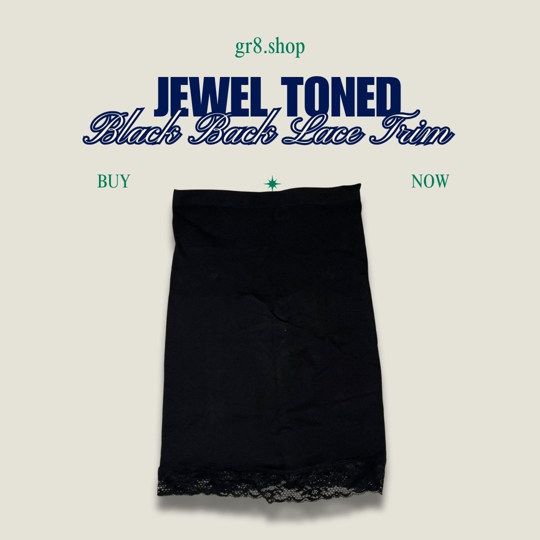 Other Jewel Toned Black Lace Trim Skirt Medium Nylon/Spandex Blend Size 30" / US 8 / IT 44 - 1 Thumbnail
