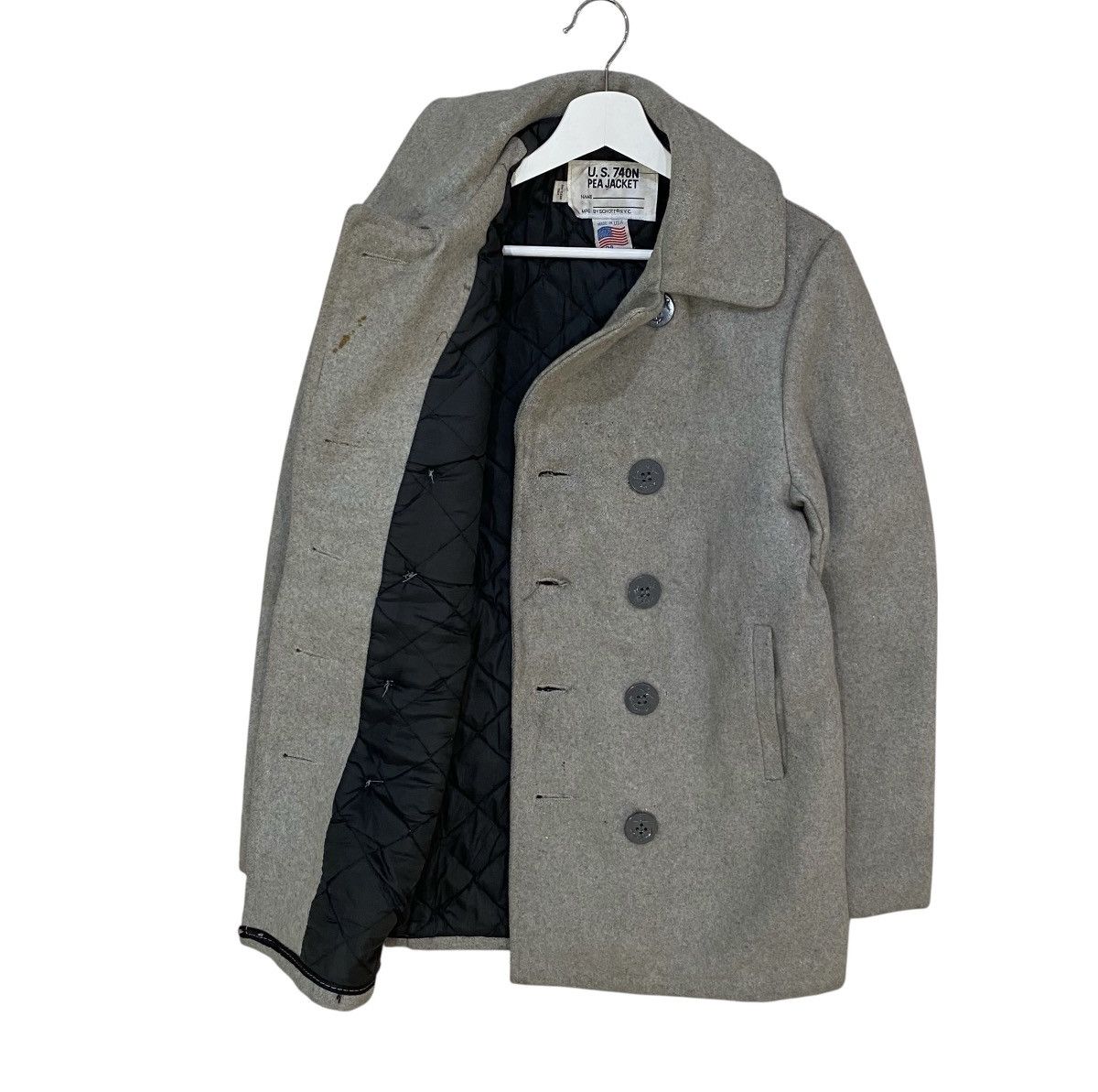 Schott 🔥VTG SCHOTT U.S. 740N PEA COAT GREY WOOL JACKET Size US S / EU 44-46 / 1 - 2 Thumbnail