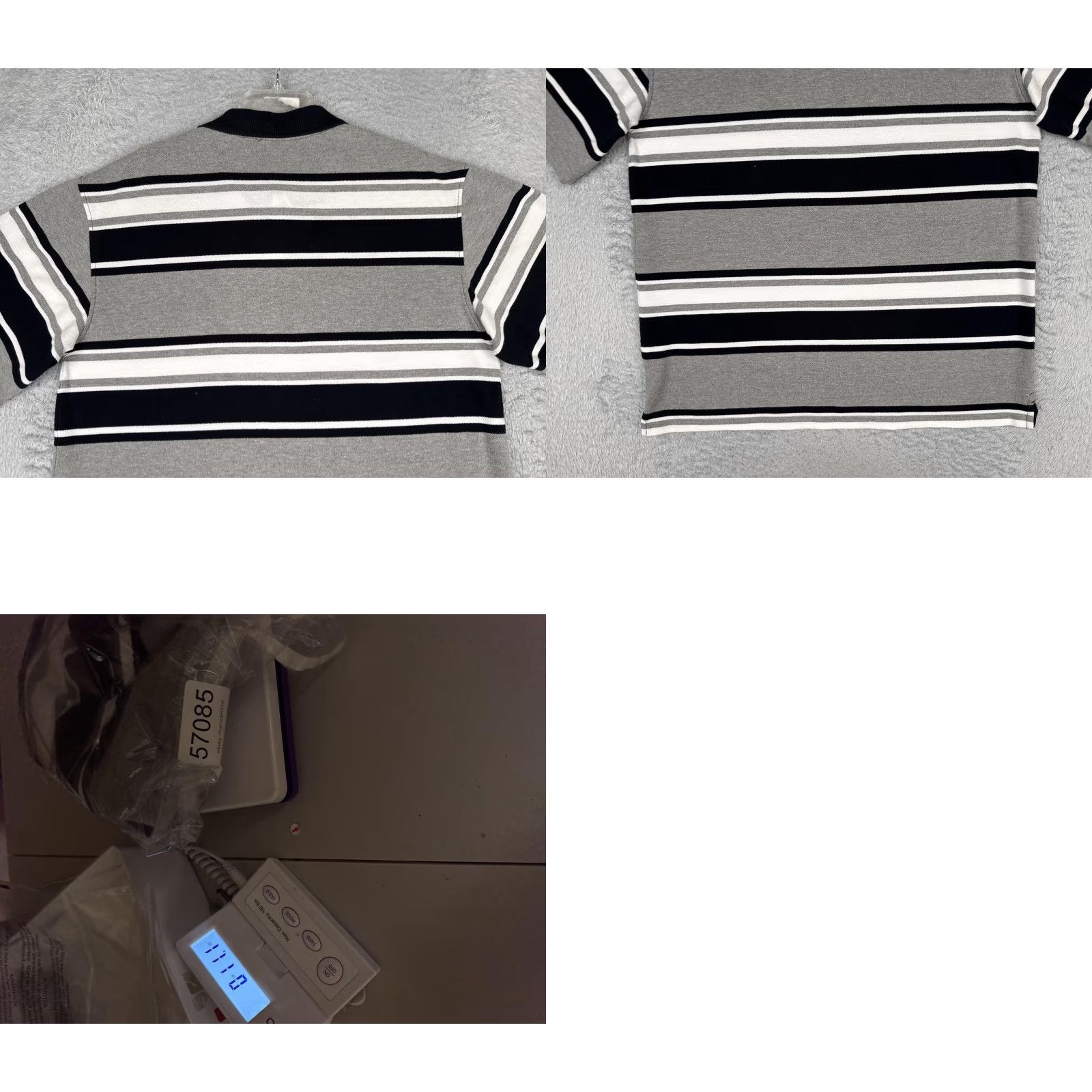 Vintage VINTAGE Culture Polo Shirt Mens L Gray Black White Striped Knit Short Sleeve Size US L / EU 52-54 / 3 - 9 Thumbnail