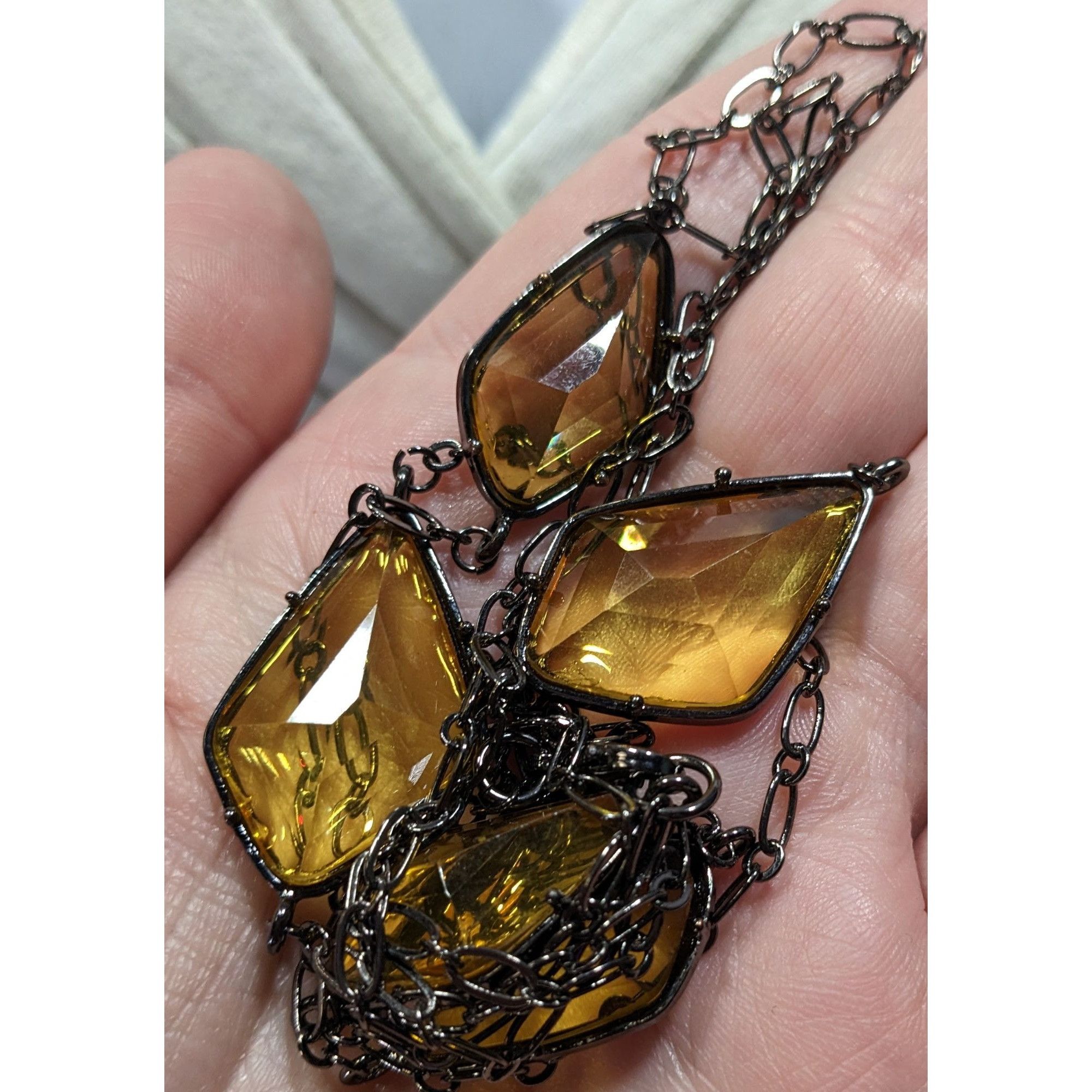Other Yellow Station Long Chain Necklace With Faceted Stones & Bl Size ONE SIZE - 5 Thumbnail