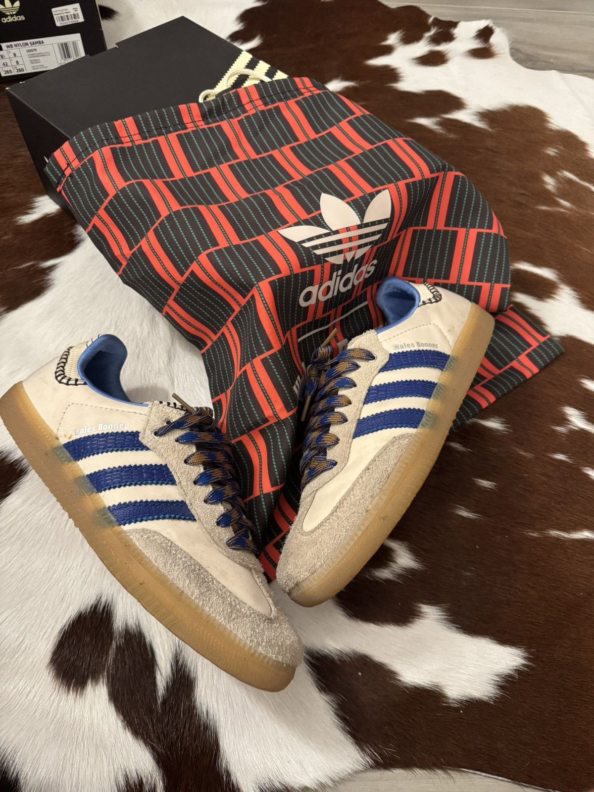 adidas gazelle silver green womens Adidas x Wales Bonner Unisex Samba Nylon Fox Brown / Sandy Beige / Lucky  Blue Low Top Sneakers main image 0