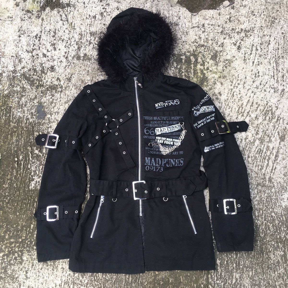 image of Hysteric Glamour x If Six Was Nine Madpunks Fur Bondage Jacket in Black, Men's (Size Medium)