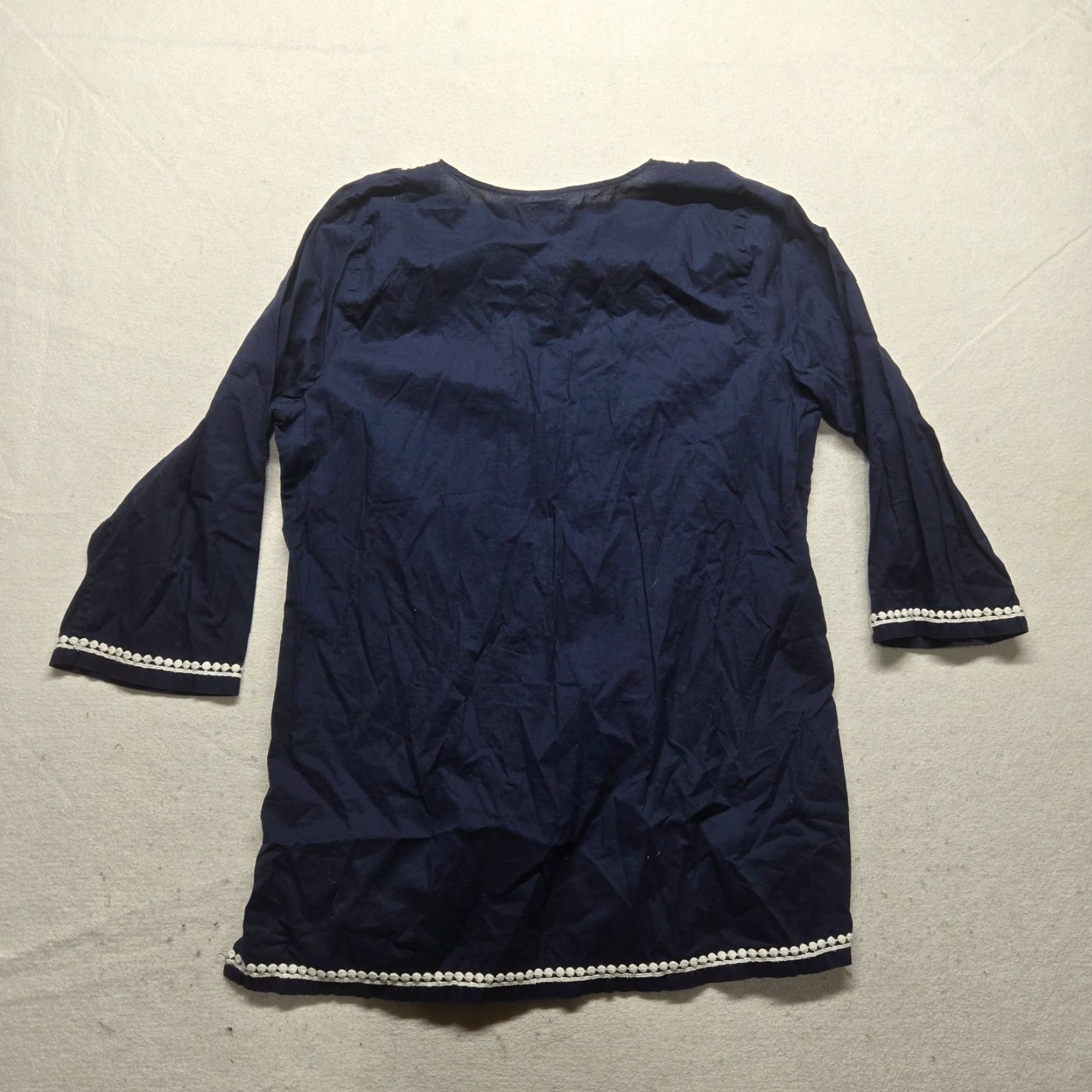 Vintage Crown & Ivy Blue Blouse V-Neck Ruffle 3/4 Sleeve Adult Women's Size L Large Size L / US 10 / IT 46 - 7 Thumbnail